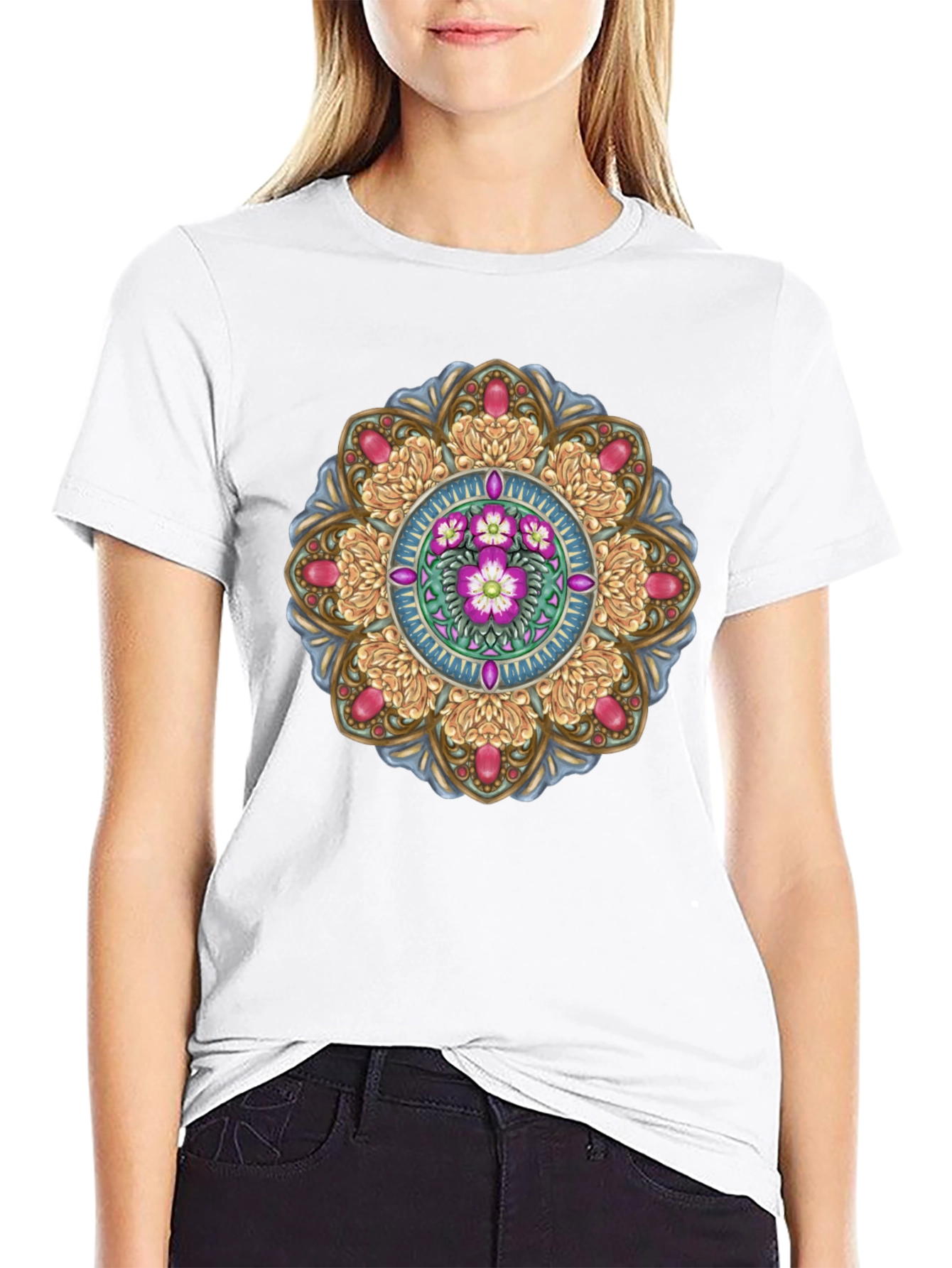 Floral Mandala T-Shirt - Black