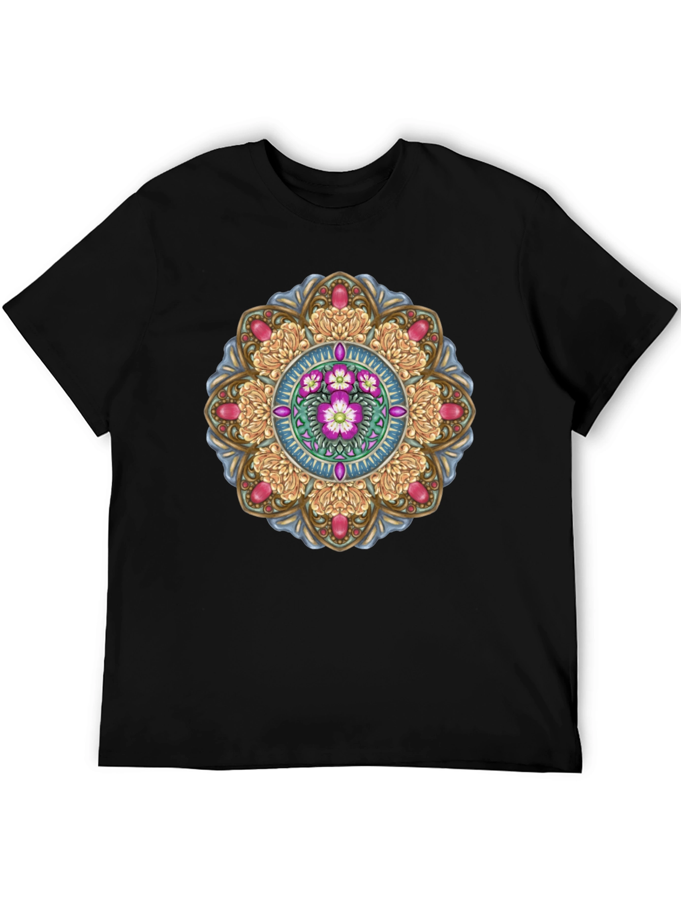 Floral Mandala T-Shirt - Black
