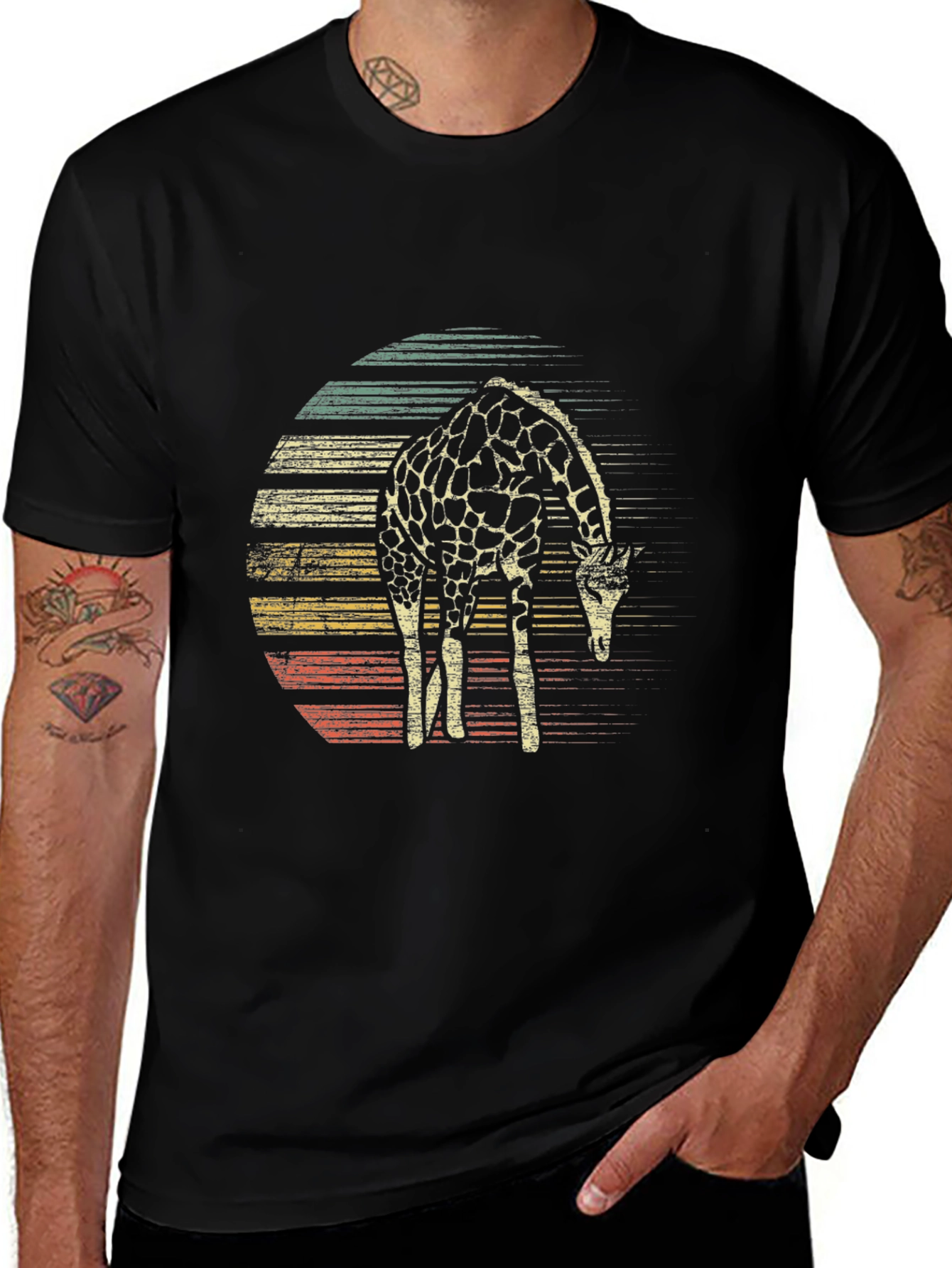 Retro Giraffe Graphic T-Shirt - Casual & Stylish