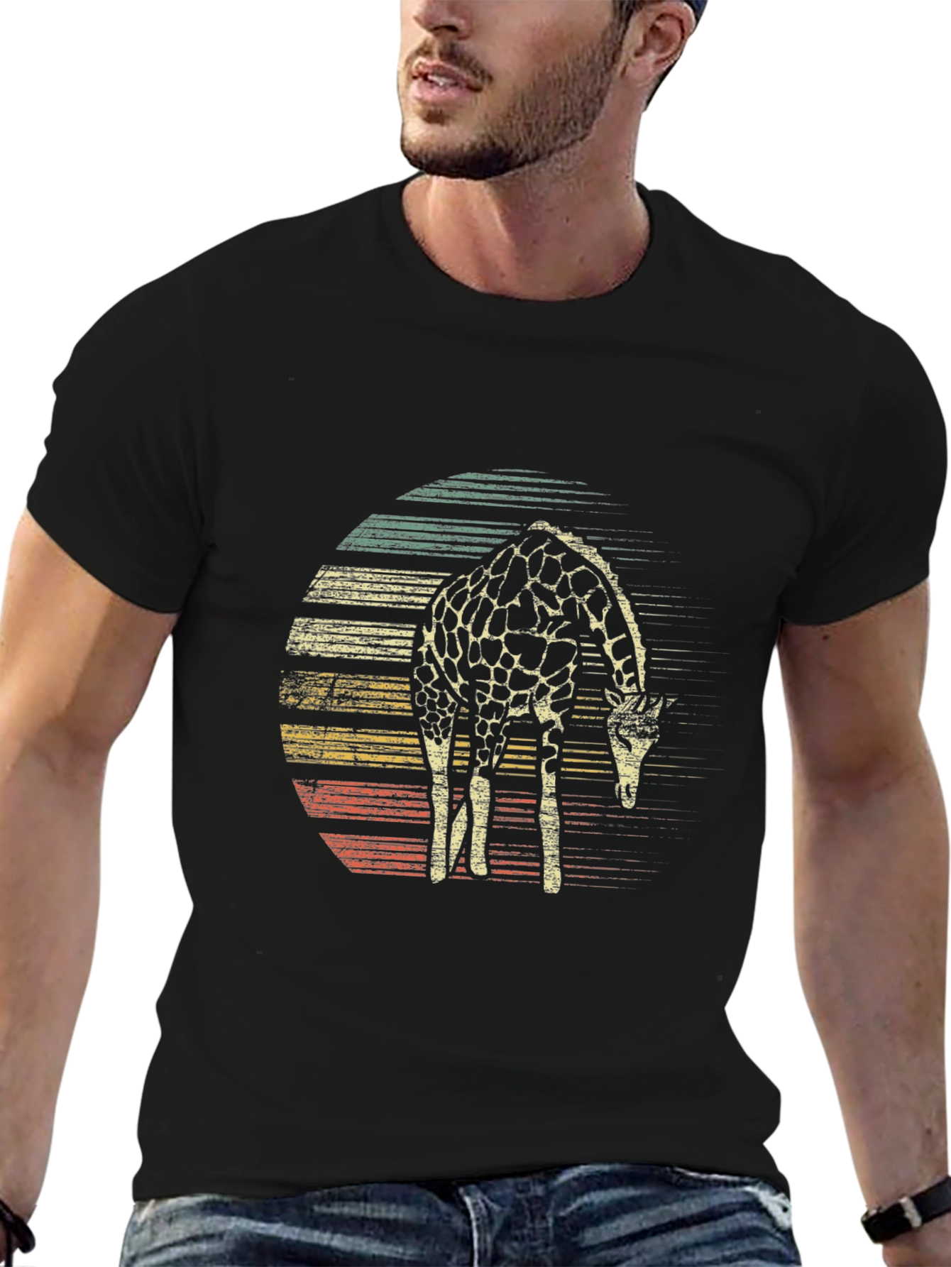 Retro Giraffe Graphic T-Shirt - Casual & Stylish