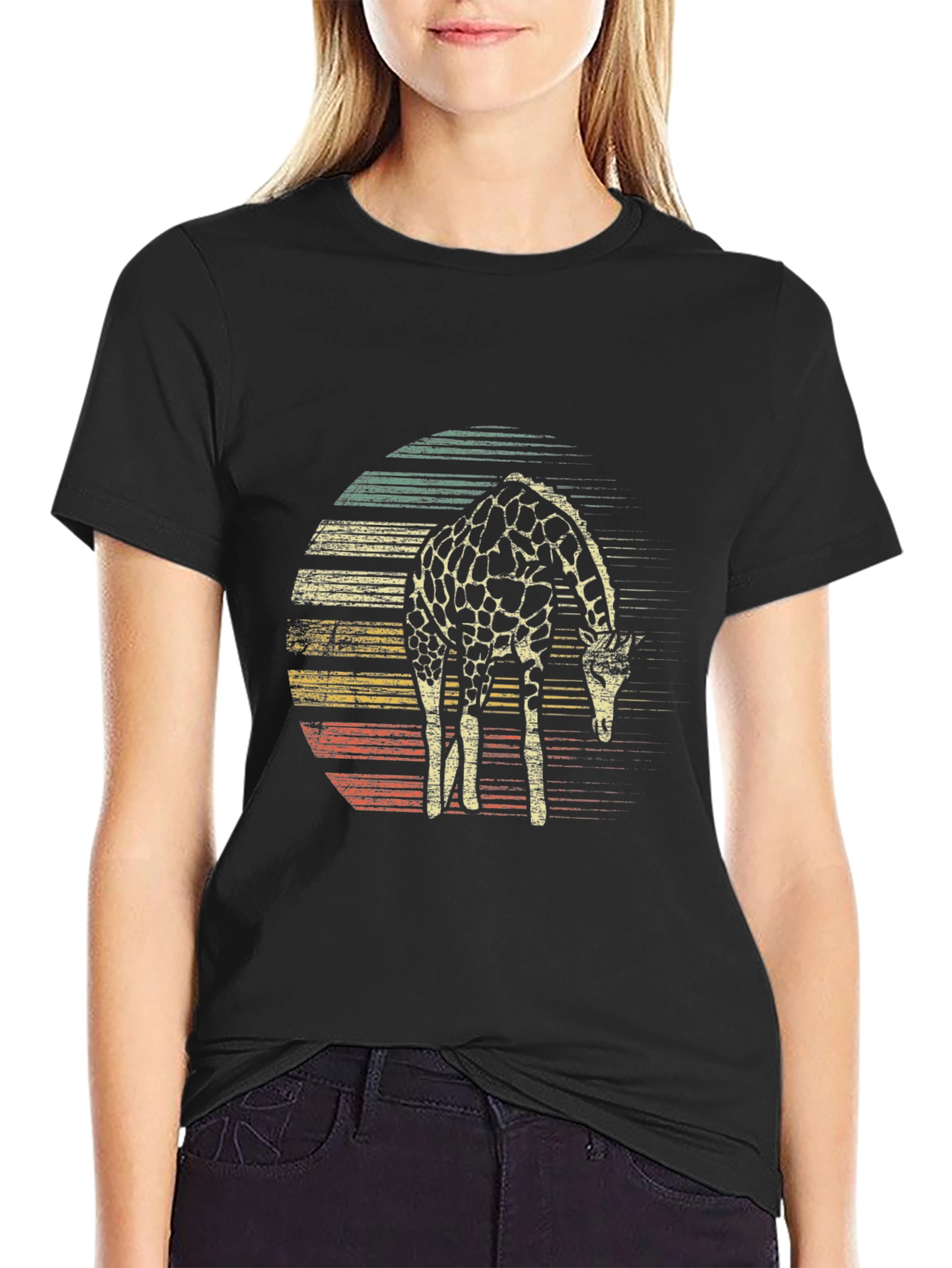 Retro Giraffe Graphic T-Shirt - Casual & Stylish