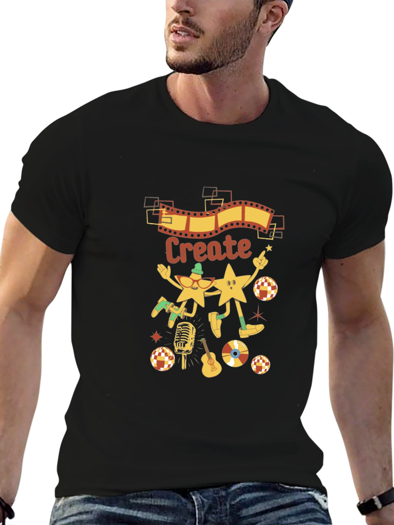 Create Graphic Tee - Retro Music Lovers T-Shirt