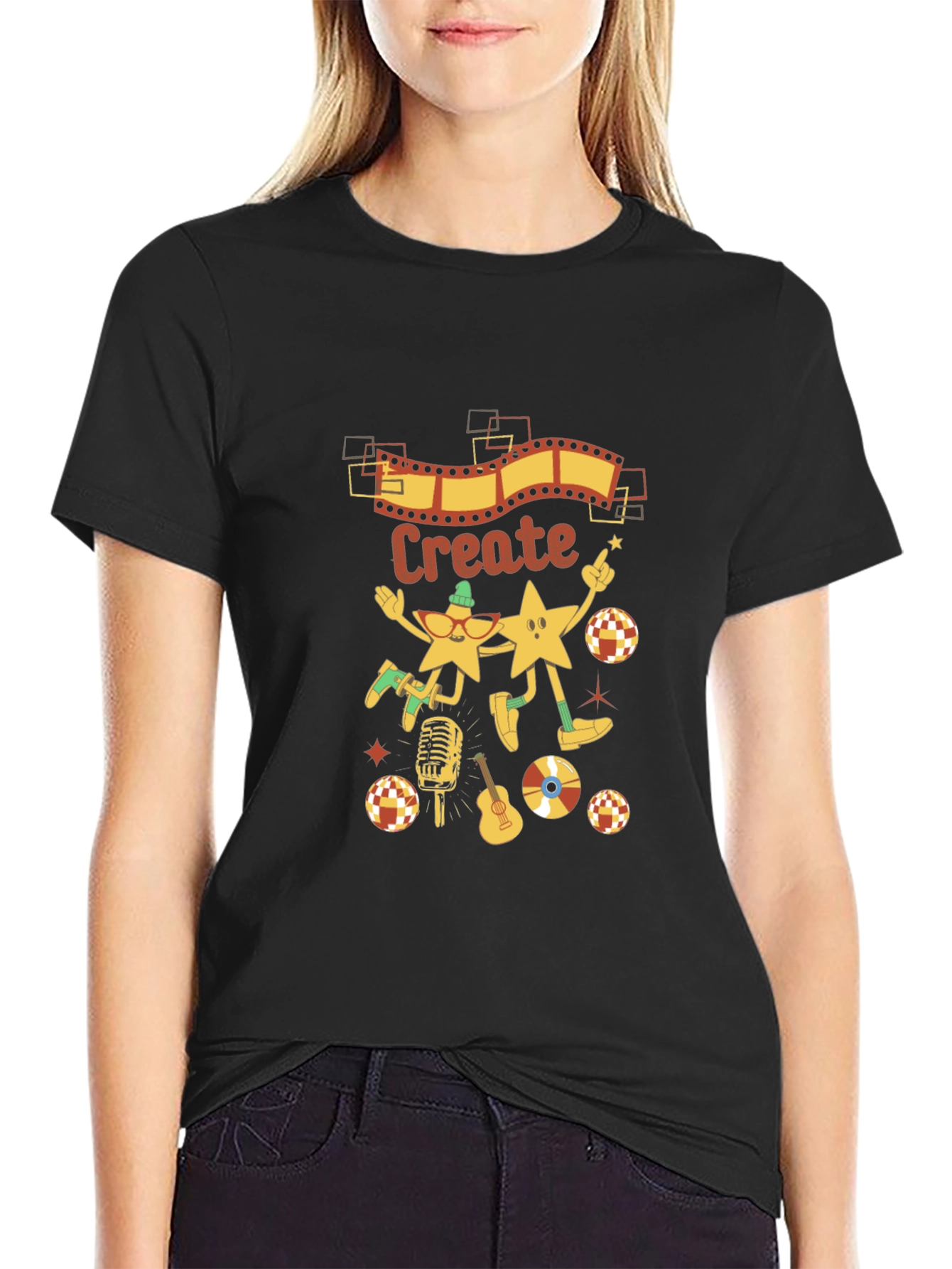 Create Graphic Tee - Retro Music Lovers T-Shirt
