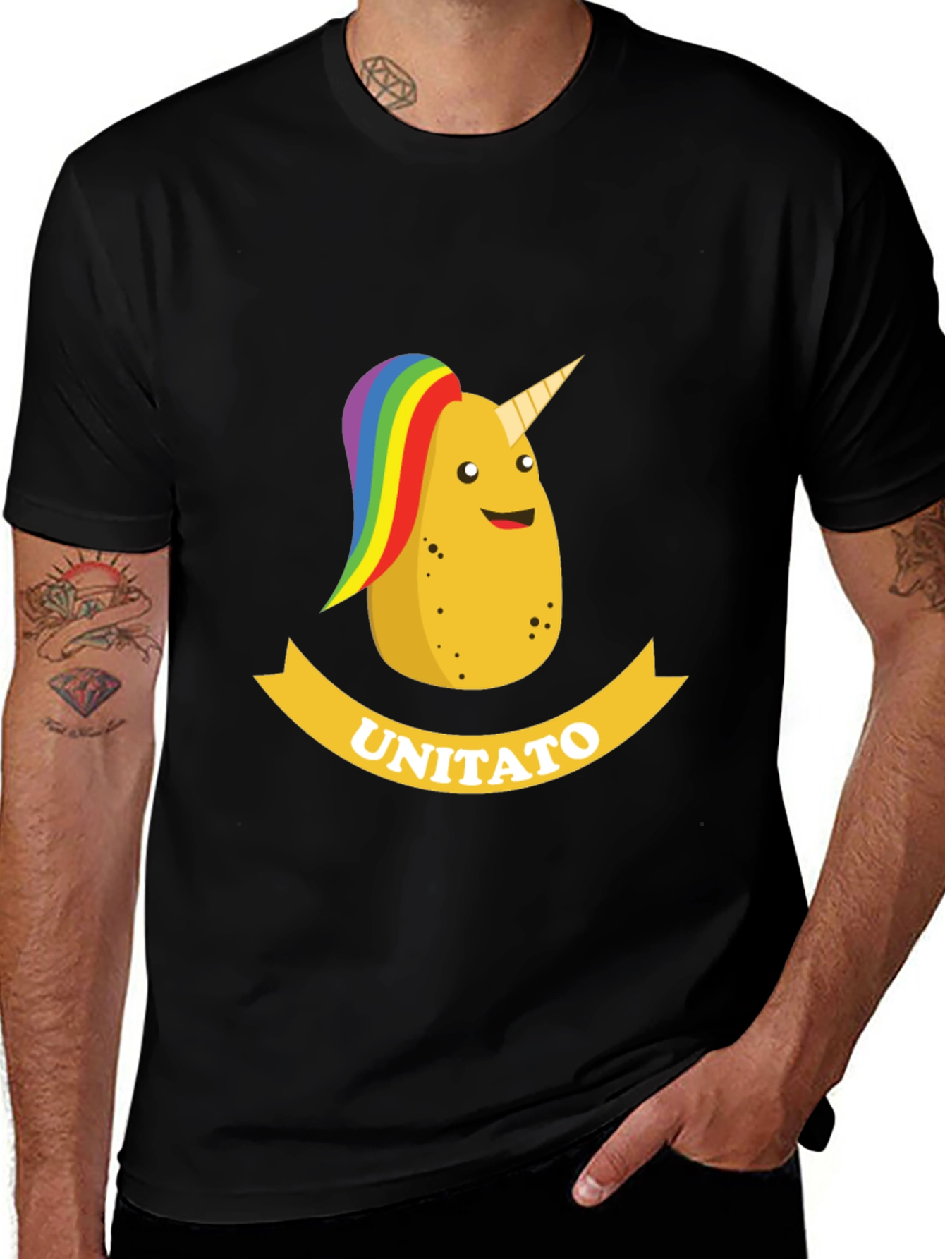 Unitato Potato Unicorn Black T-Shirt