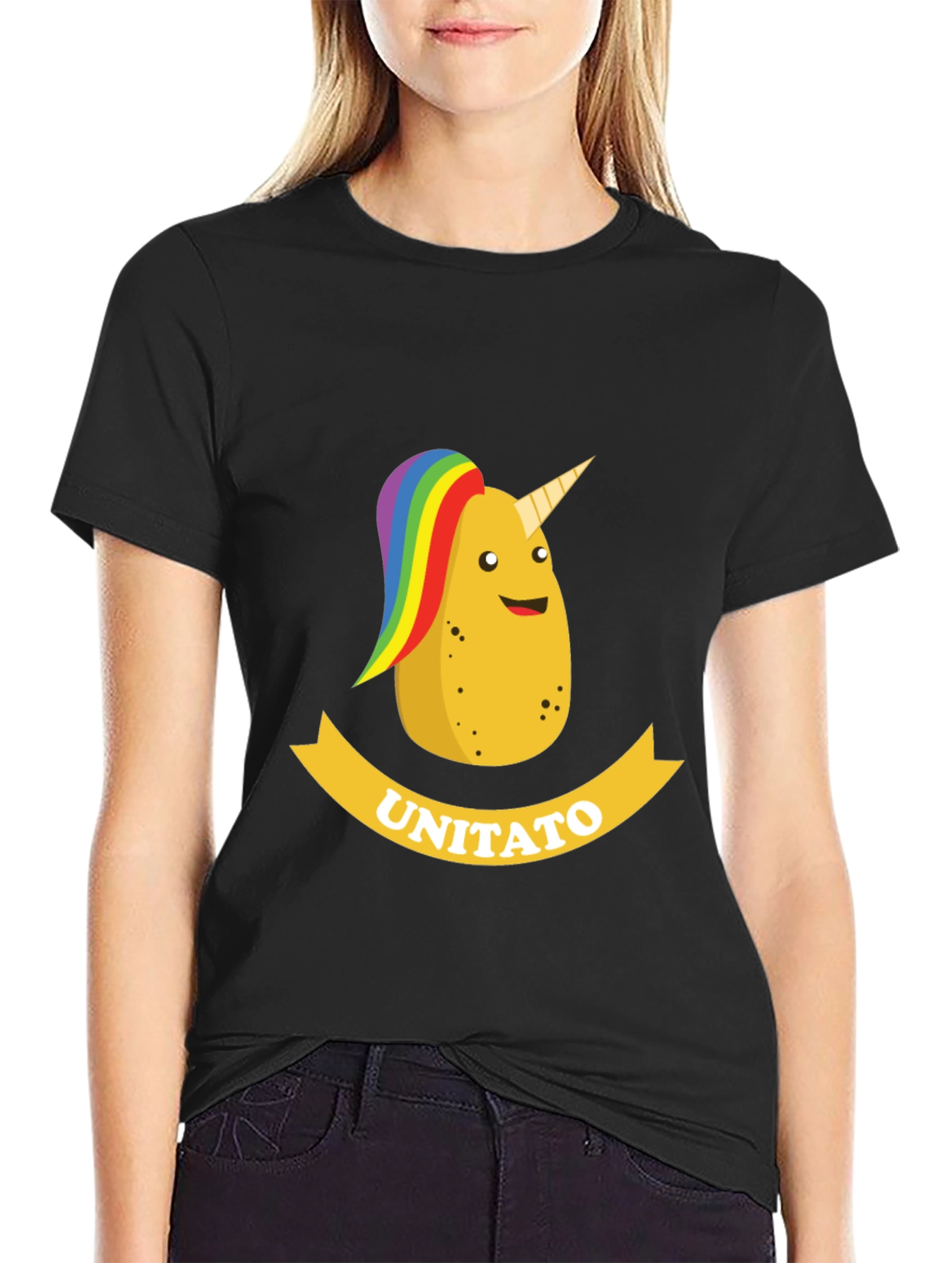 Unitato Potato Unicorn Black T-Shirt