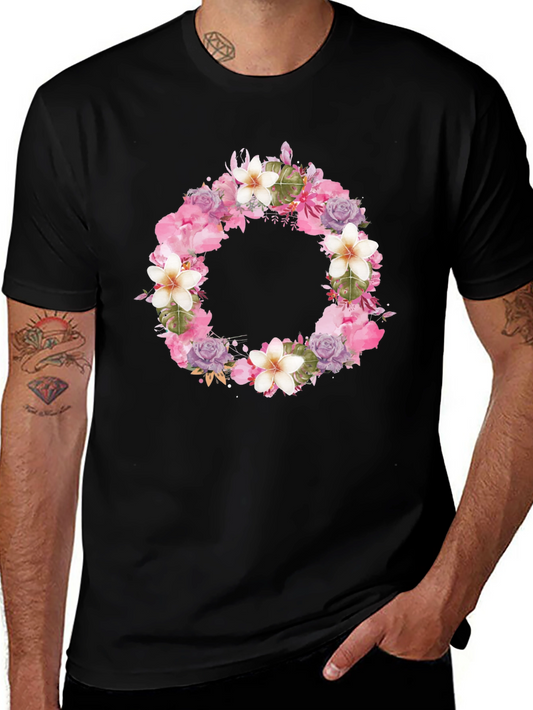 Floral Wreath Black T-Shirt