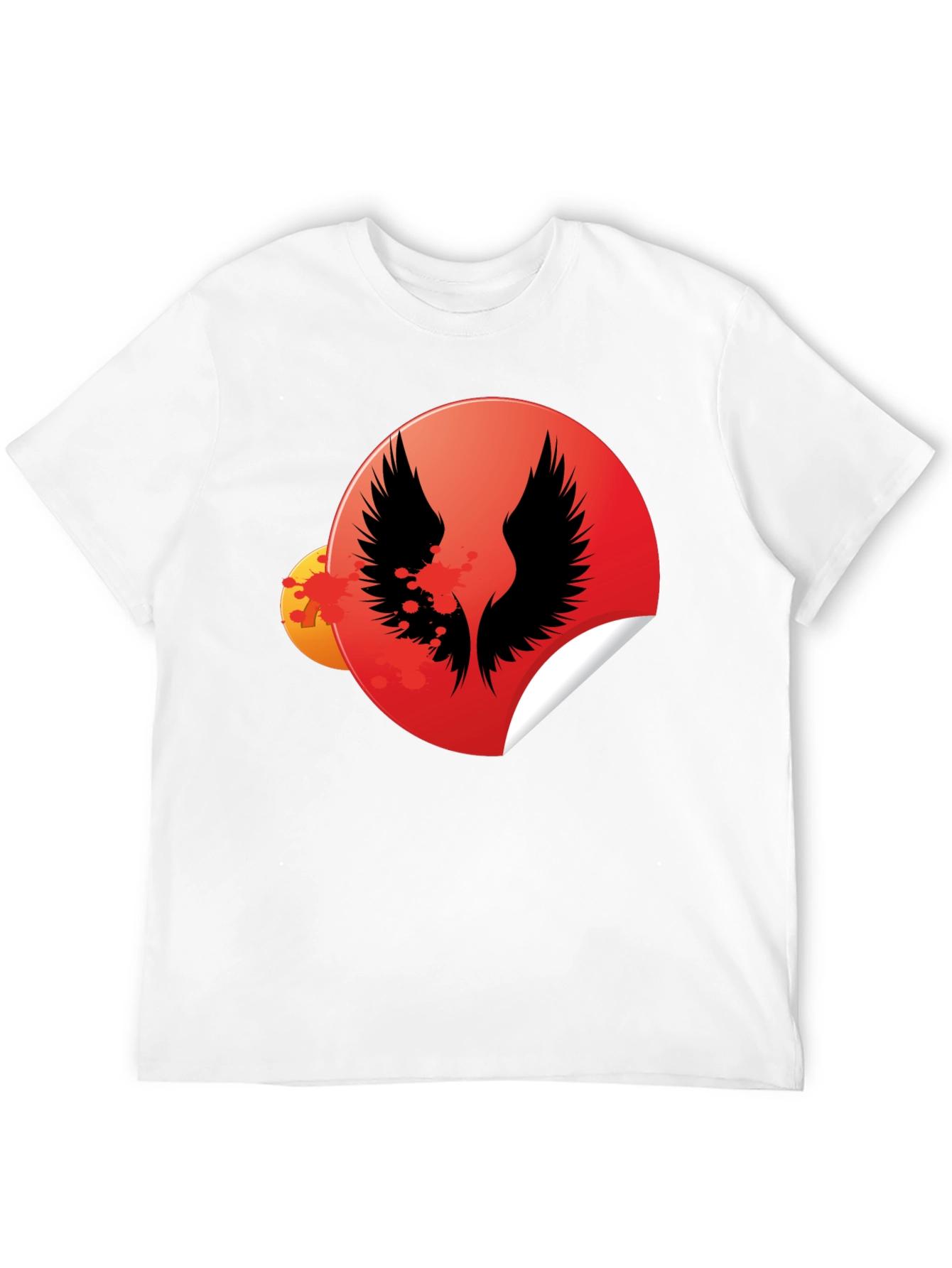 Black Graphic Tee - Wings Circle Design
