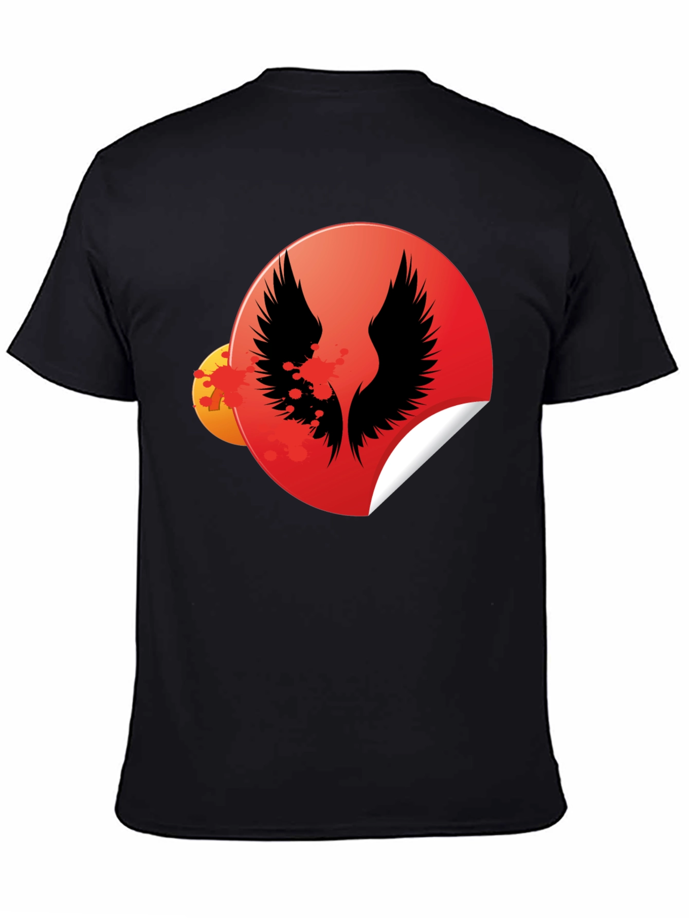 Black Graphic Tee - Wings Circle Design