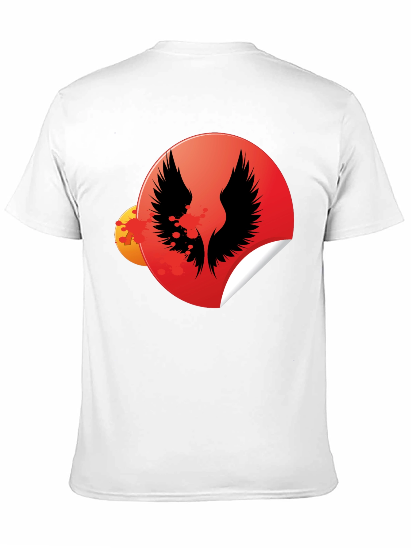 Black Graphic Tee - Wings Circle Design