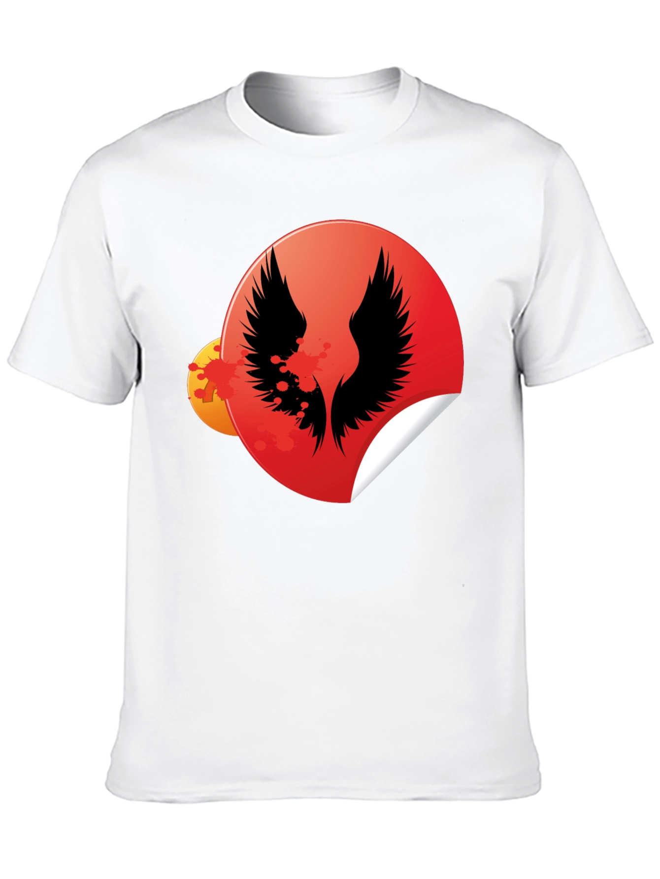 Black Graphic Tee - Wings Circle Design