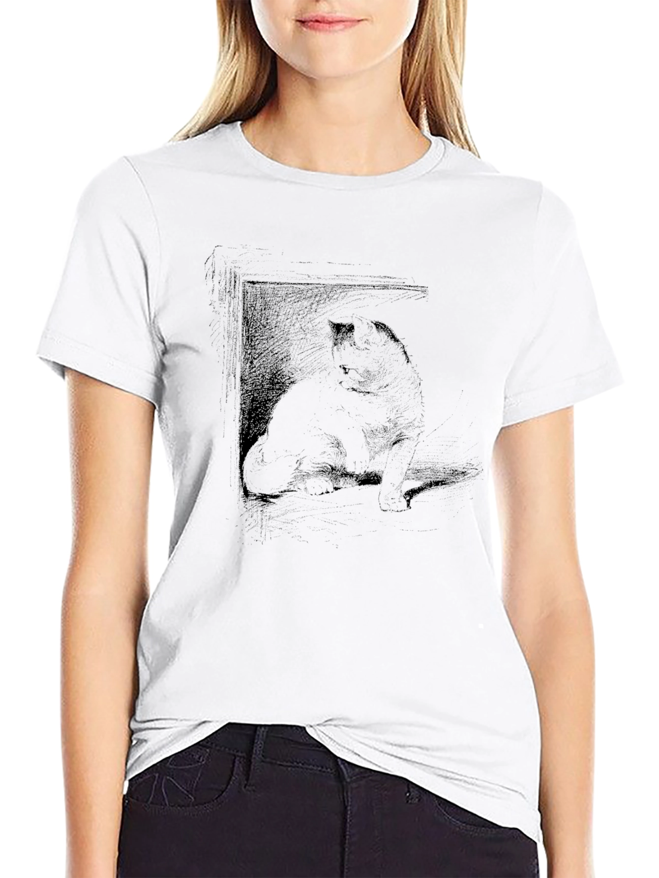 Cat Portrait Black Graphic Tee