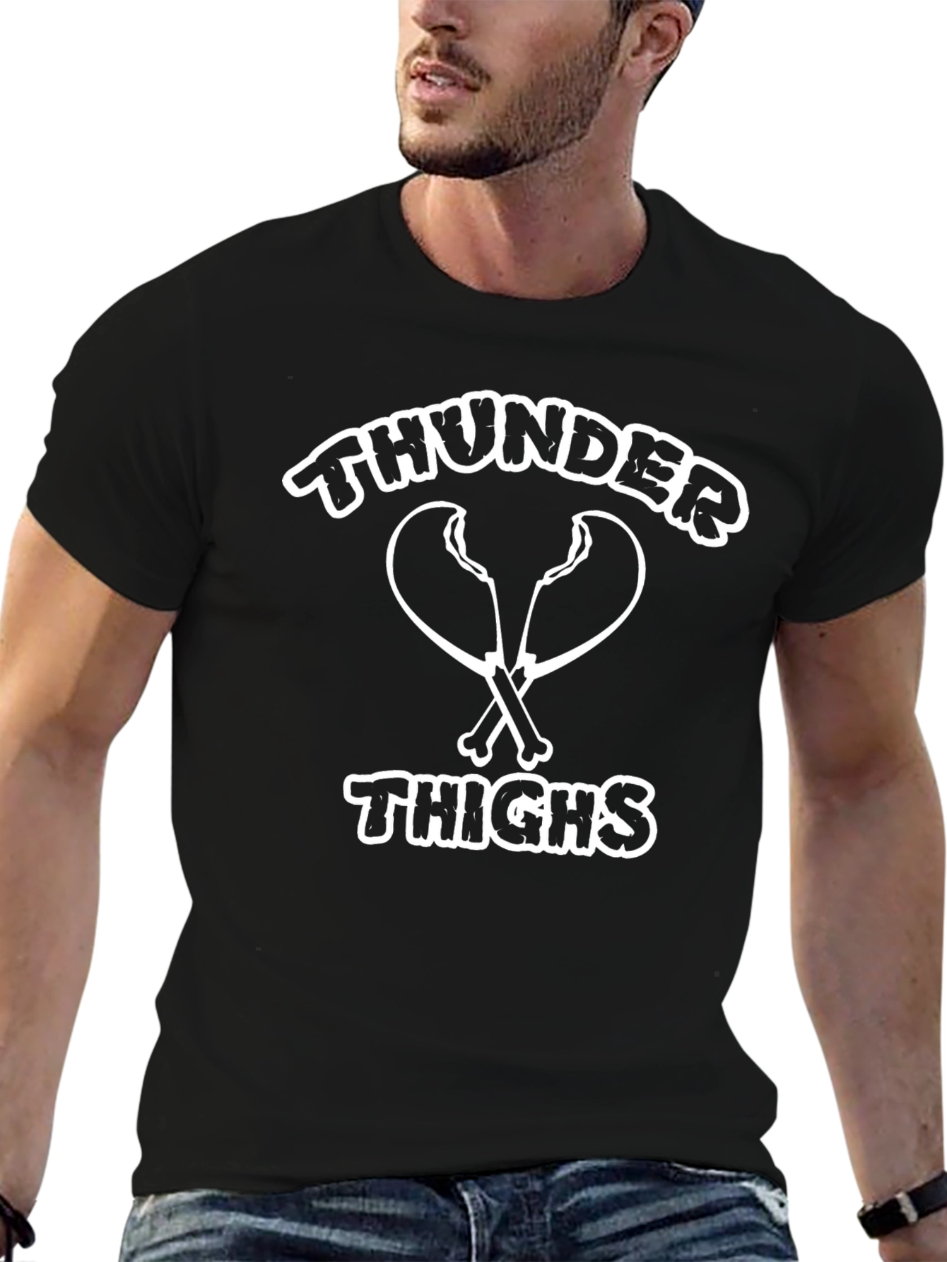 Thunder Thighs Black Graphic T-Shirt