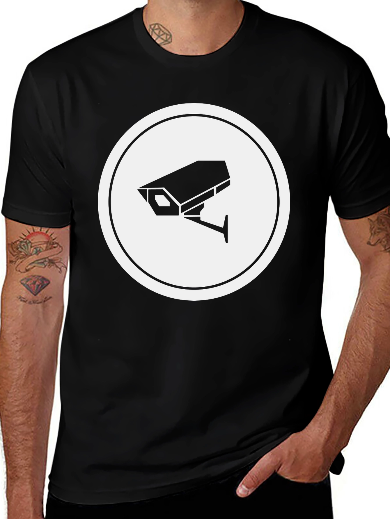 Surveillance Camera Graphic Tee - Black