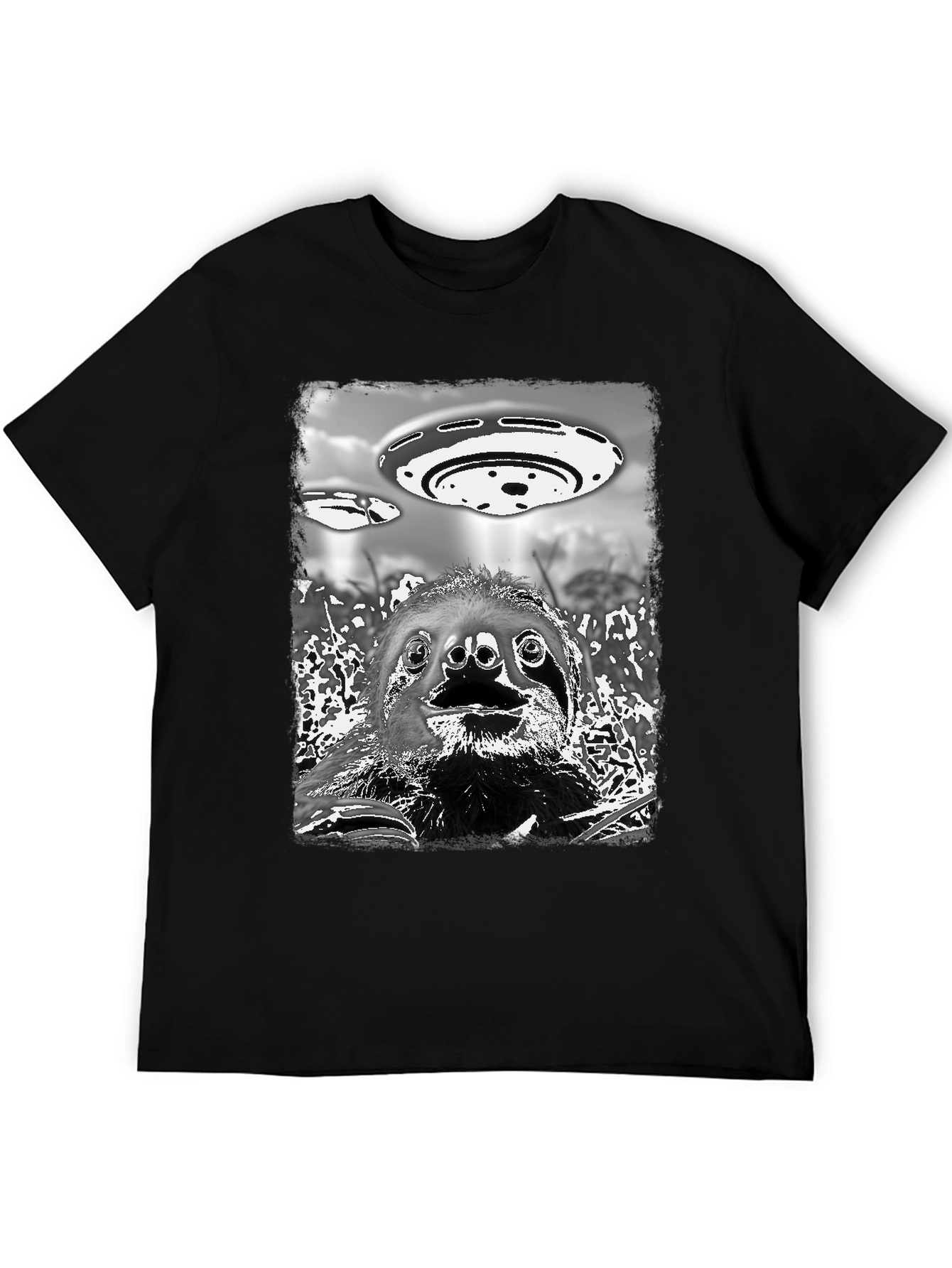 Sloth Alien Abduction Graphic Tee - Black