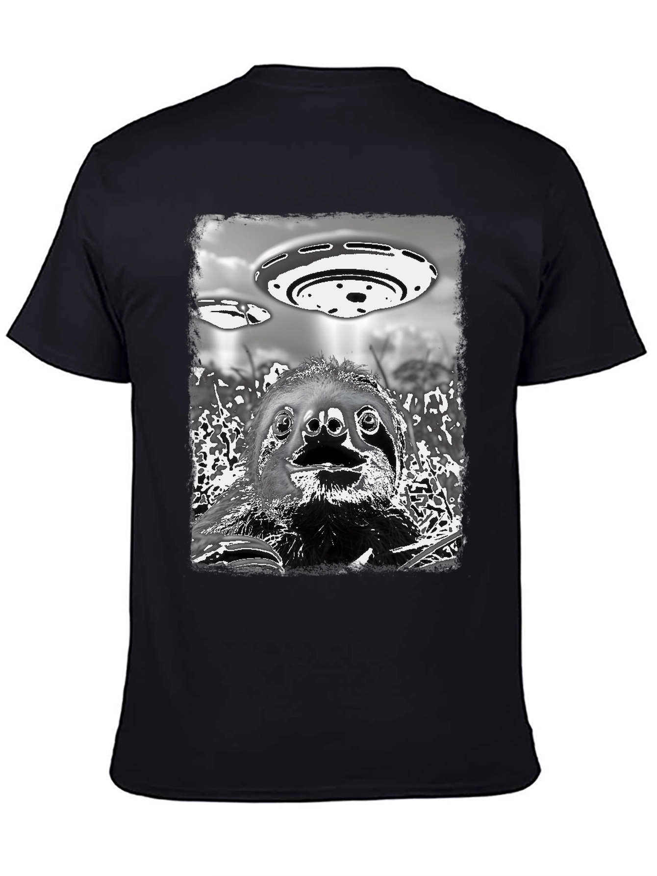 Sloth Alien Abduction Graphic Tee - Black