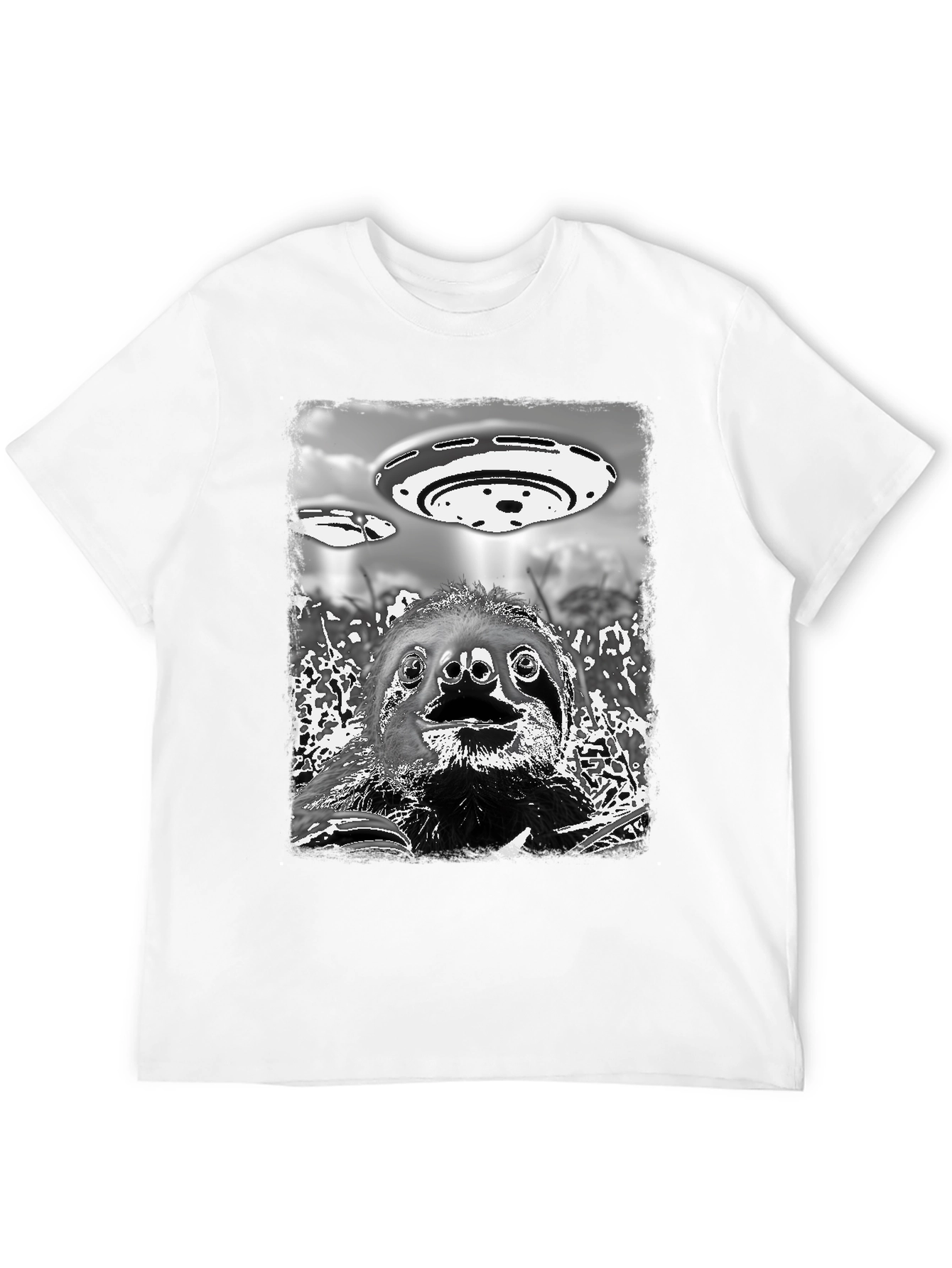 Sloth Alien Abduction Graphic Tee - Black