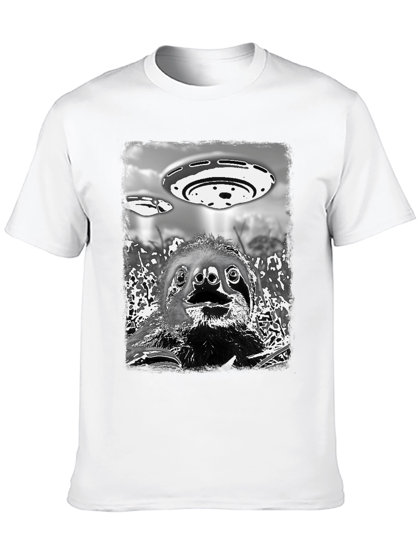 Sloth Alien Abduction Graphic Tee - Black