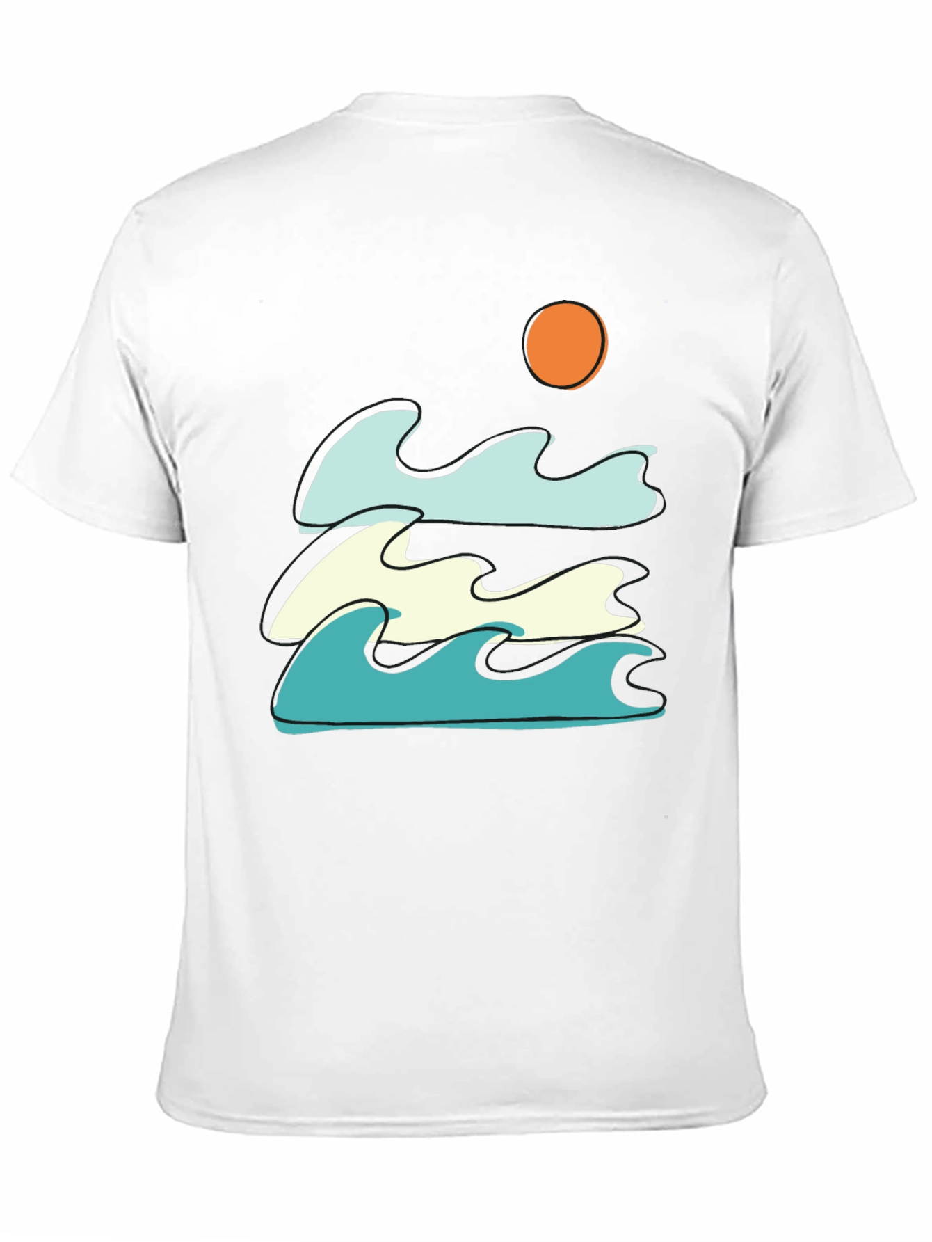 Waves and Sun Graphic Tee - Black