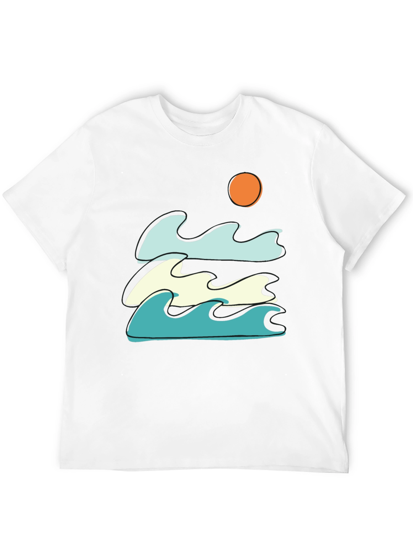 Waves and Sun Graphic Tee - Black