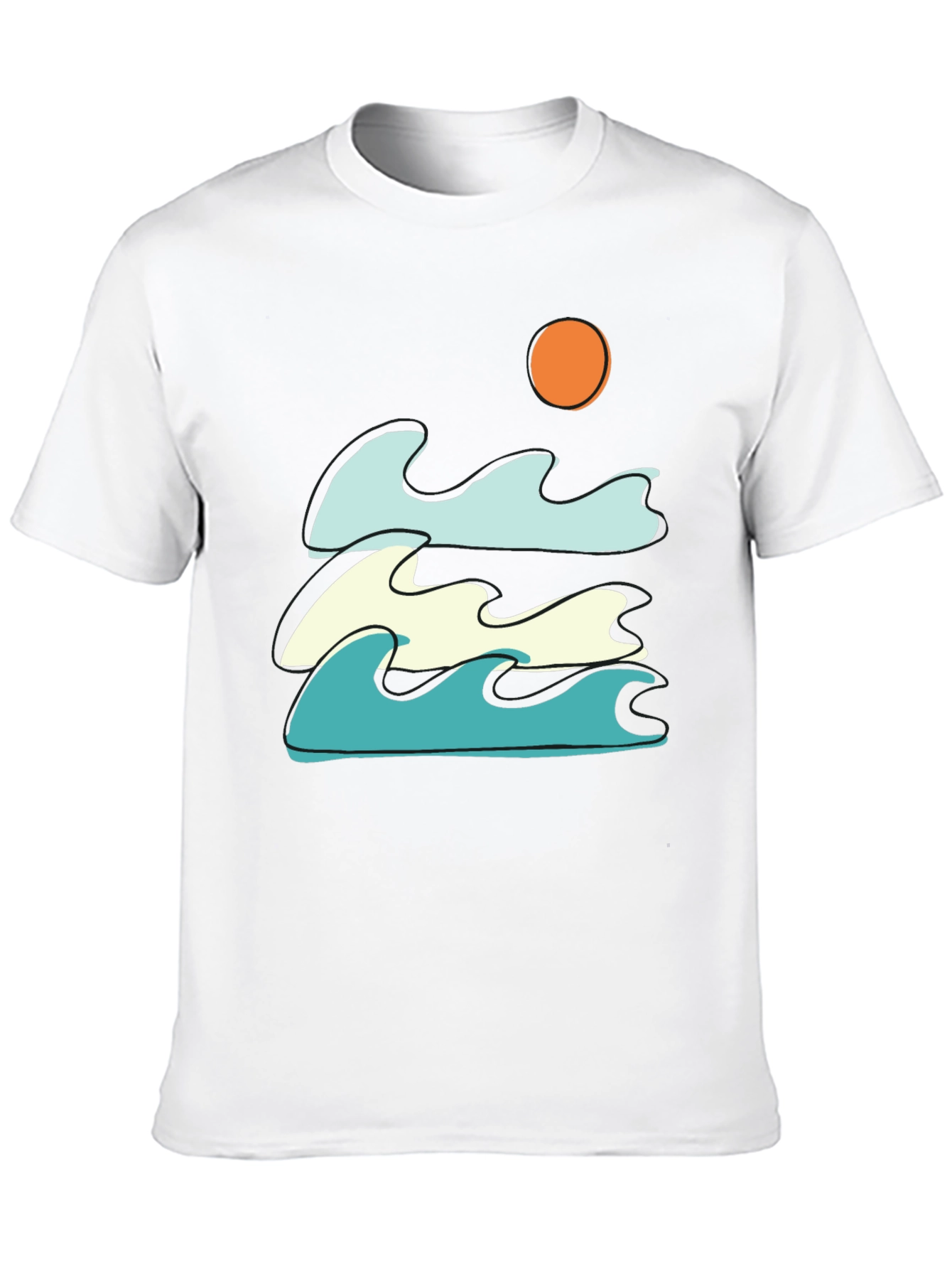 Waves and Sun Graphic Tee - Black