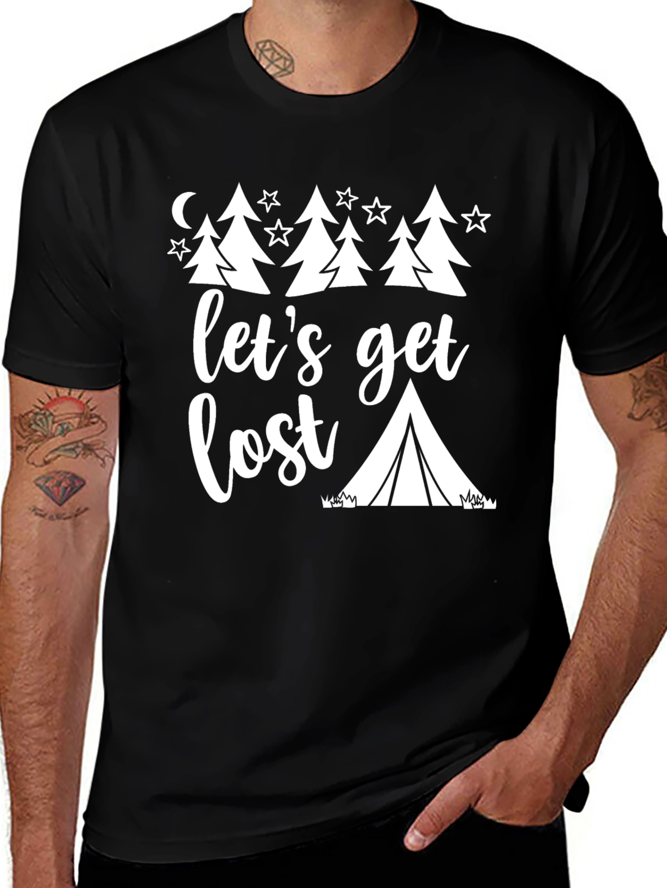 Lets Get Lost Camping Graphic Tee - Black