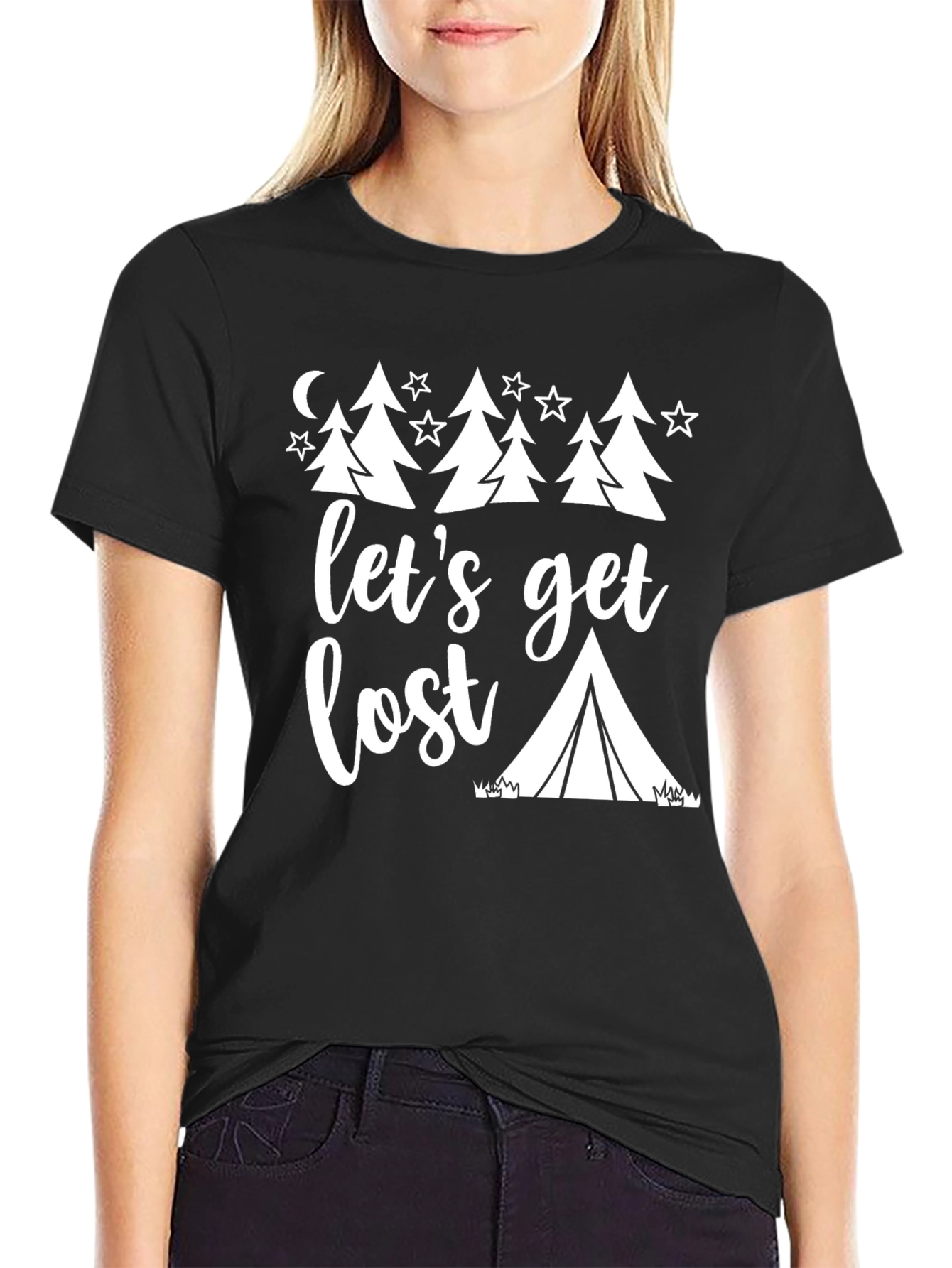 Lets Get Lost Camping Graphic Tee - Black