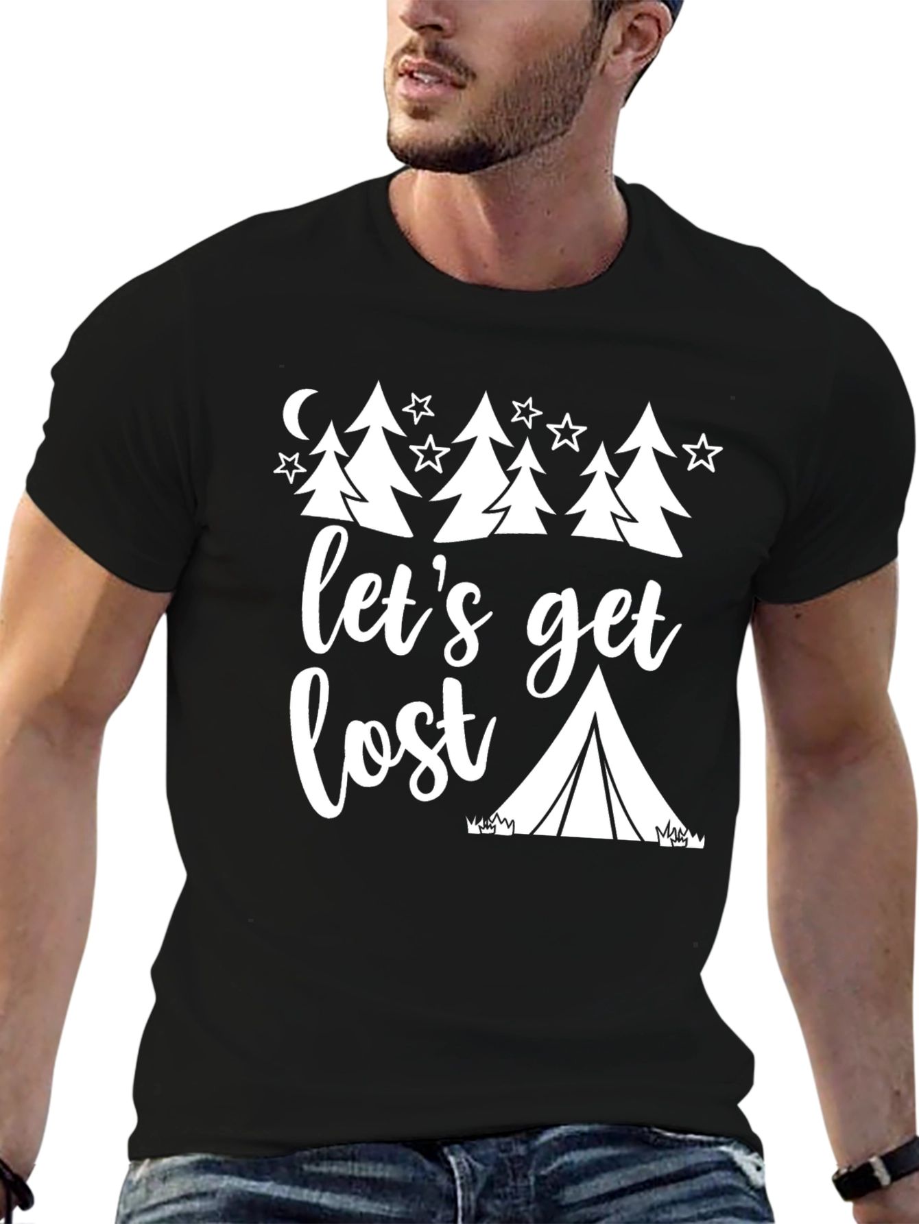 Lets Get Lost Camping Graphic Tee - Black