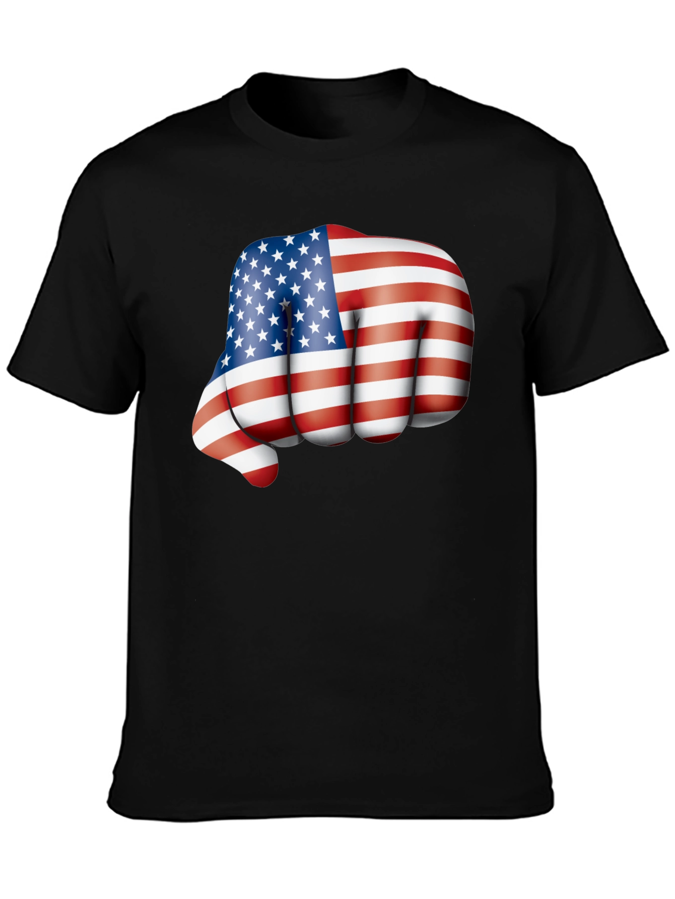 USA Flag Fist Graphic Black T-Shirt