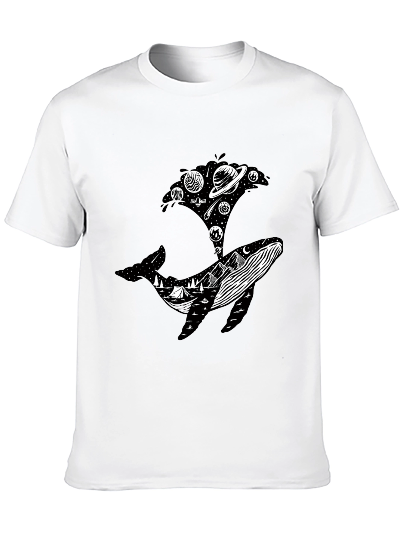Whale Universe Graphic Tee - Mens Black T-Shirt