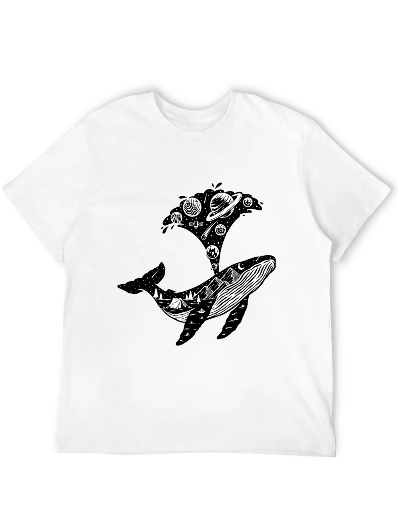 Whale Universe Graphic Tee - Mens Black T-Shirt