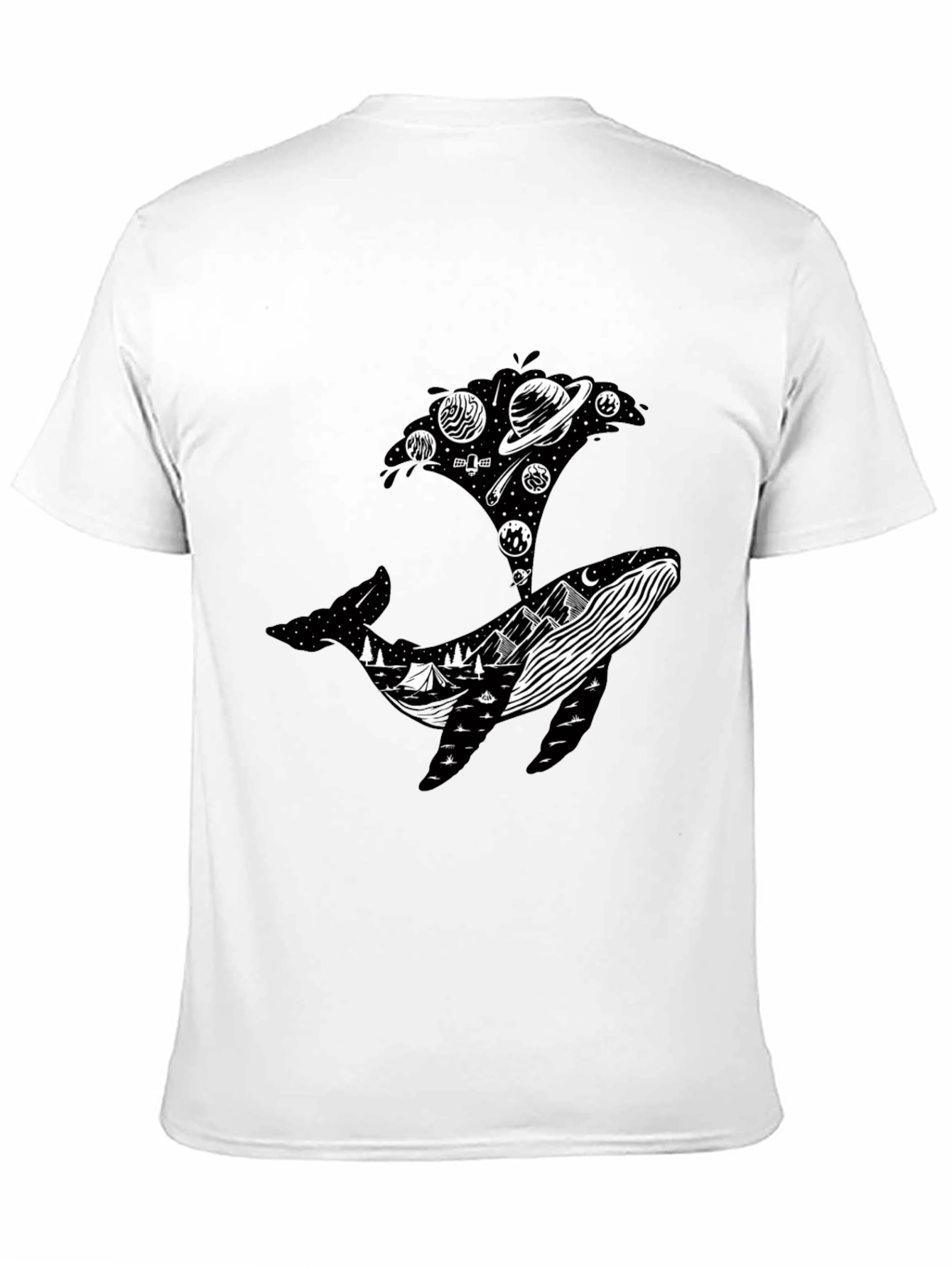 Whale Universe Graphic Tee - Mens Black T-Shirt