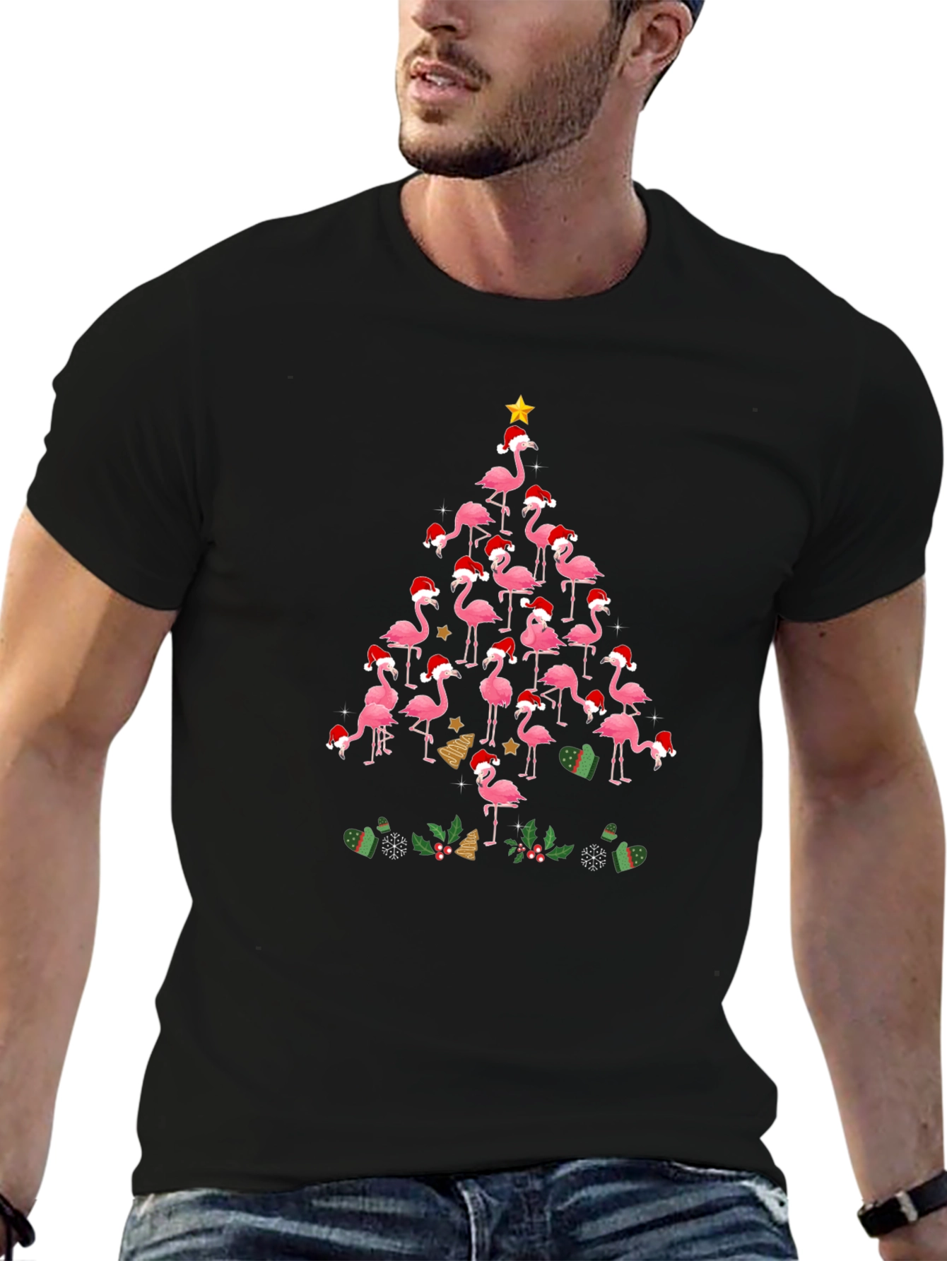 Flamingo Christmas Tree Graphic Tee