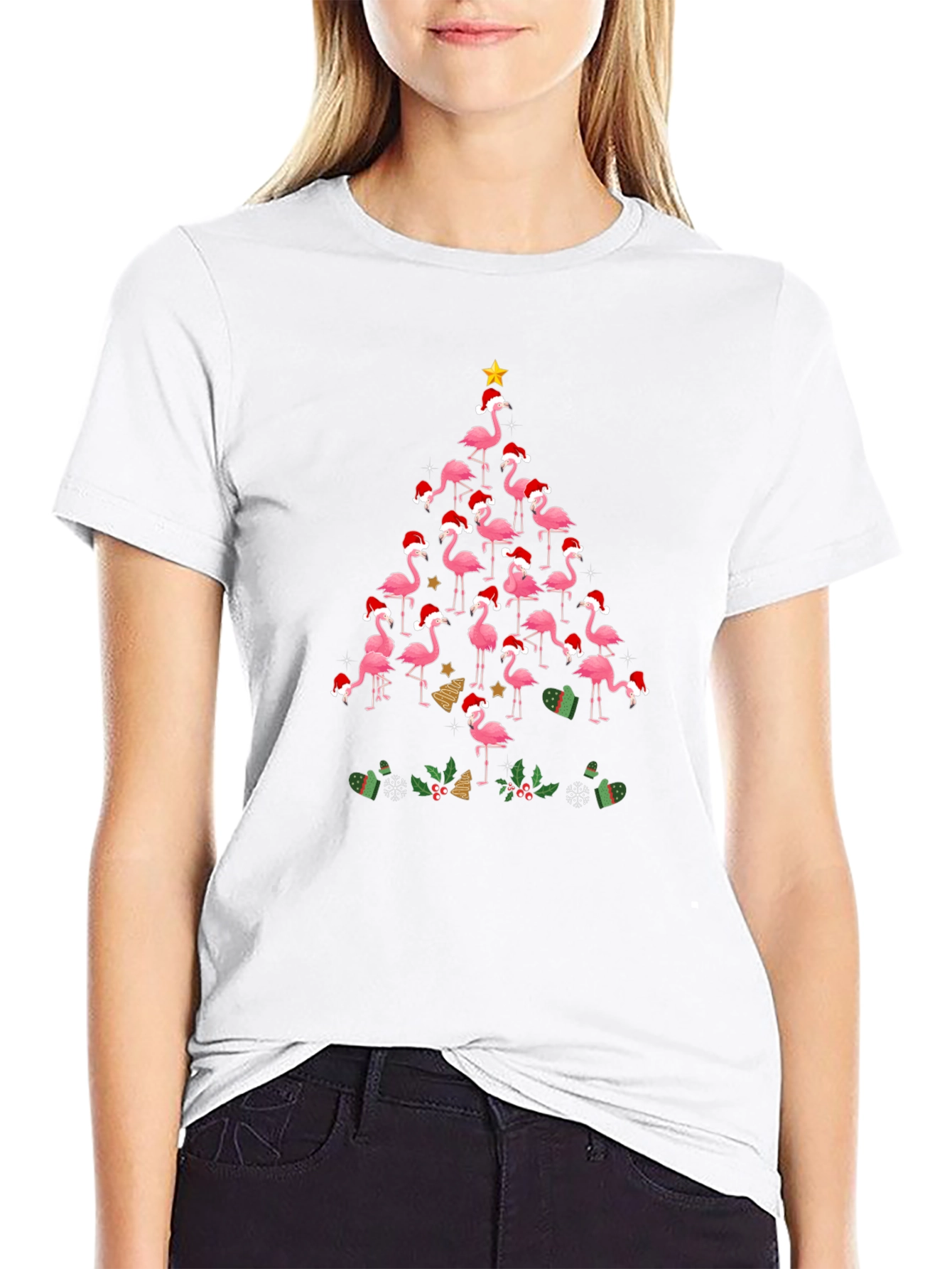 Flamingo Christmas Tree Graphic Tee