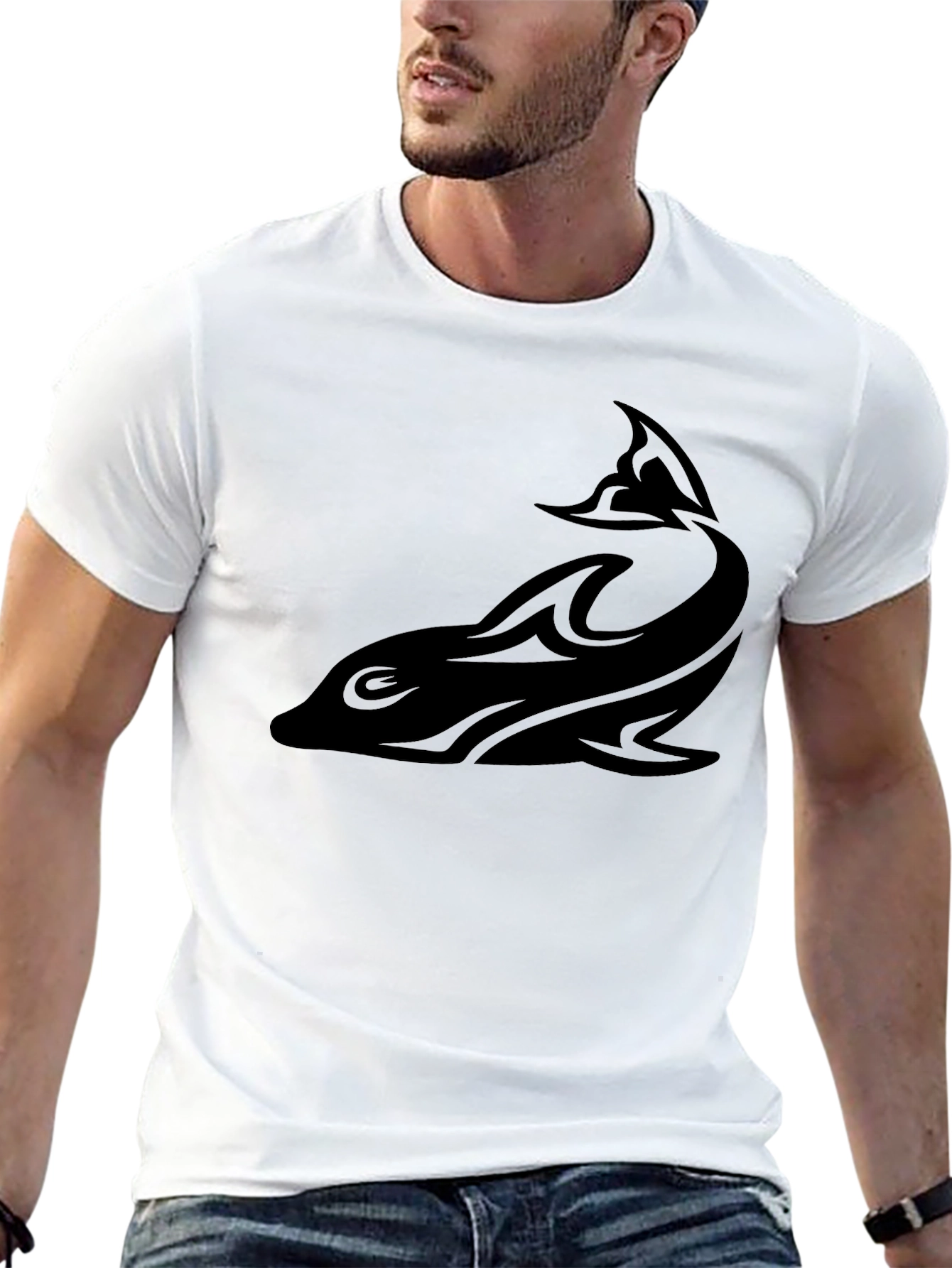 Black Dolphin Graphic Tee - Casual Comfort