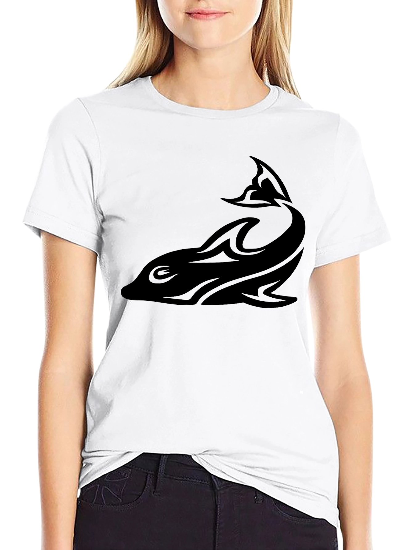 Black Dolphin Graphic Tee - Casual Comfort