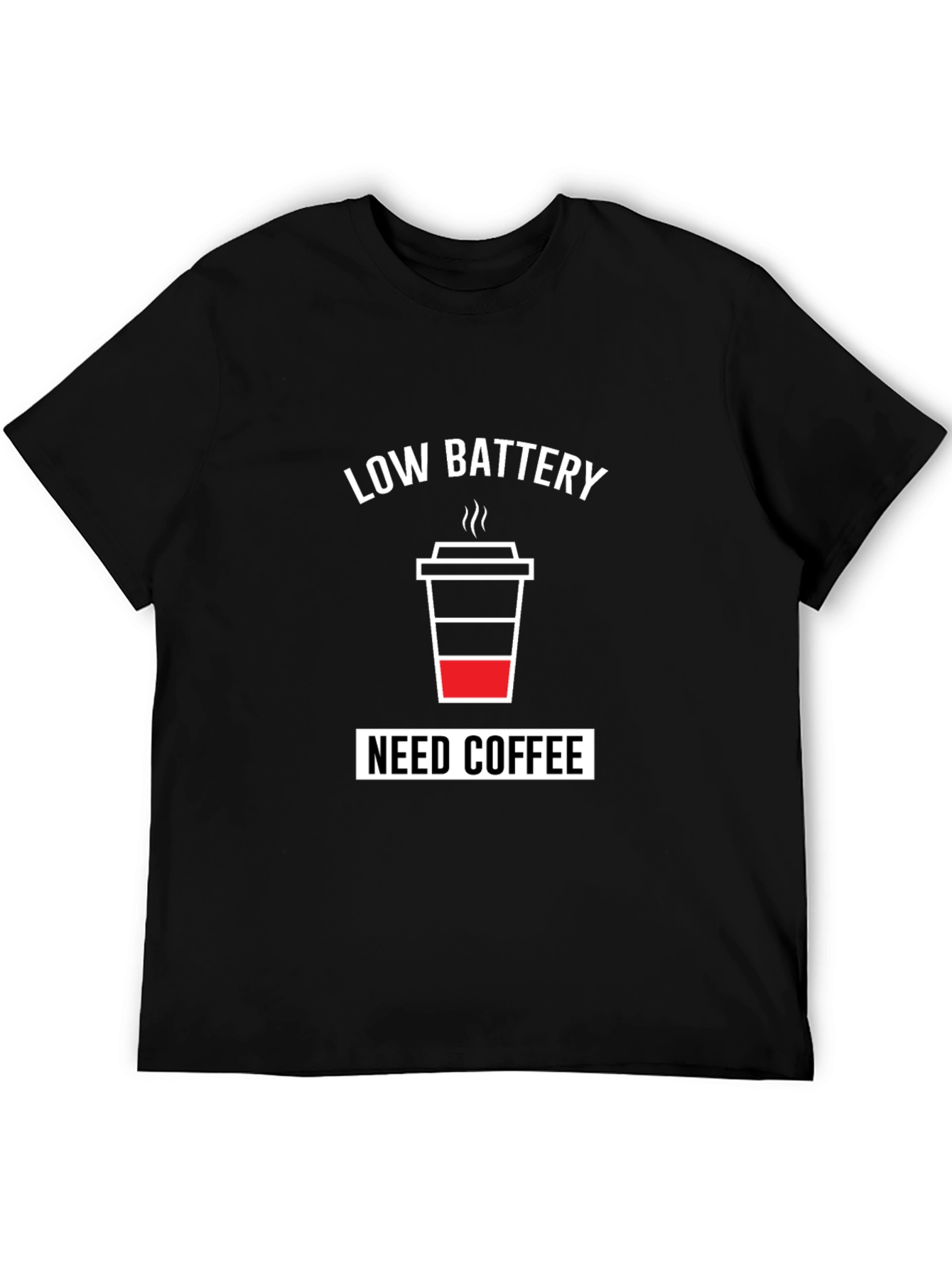 Low Battery Need Coffee Mens Black T-Shirt