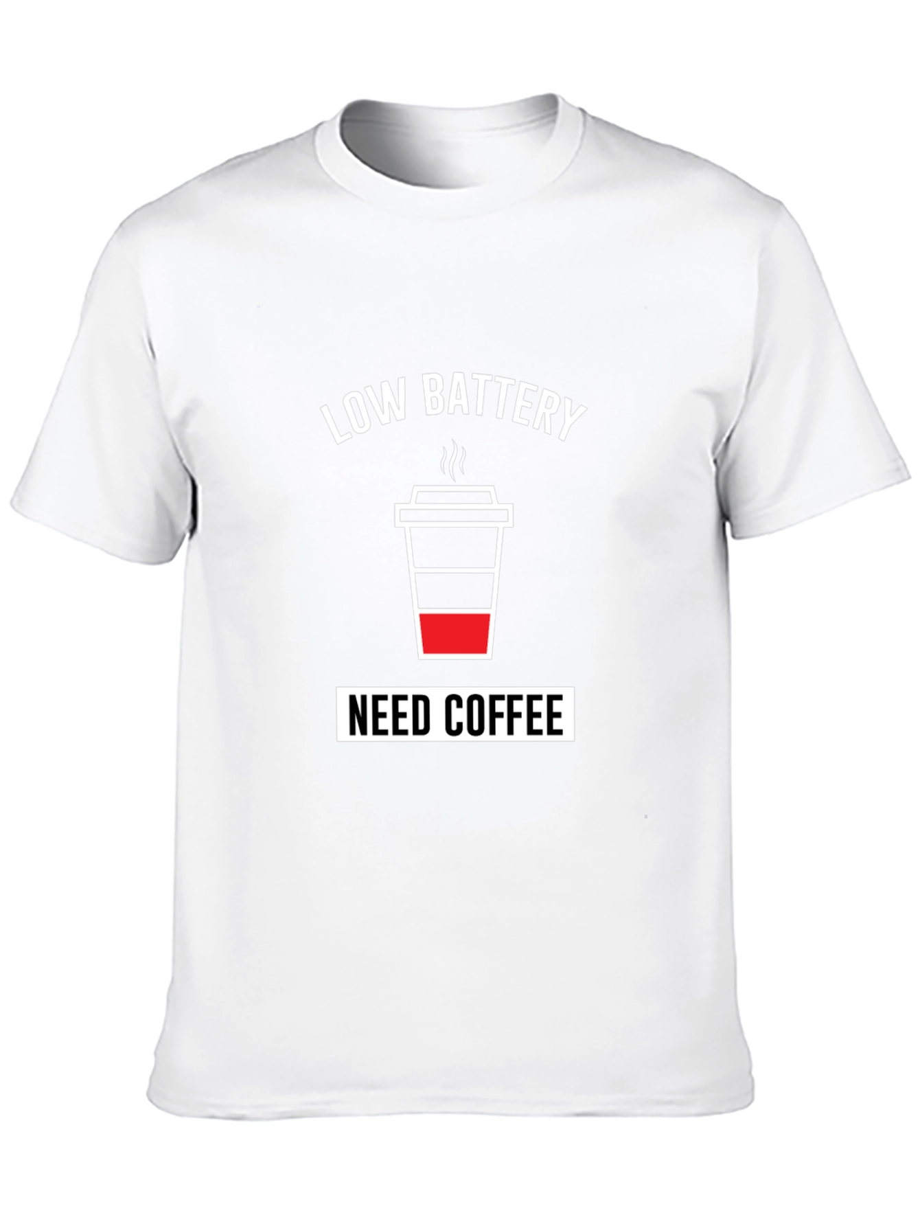 Low Battery Need Coffee Mens Black T-Shirt