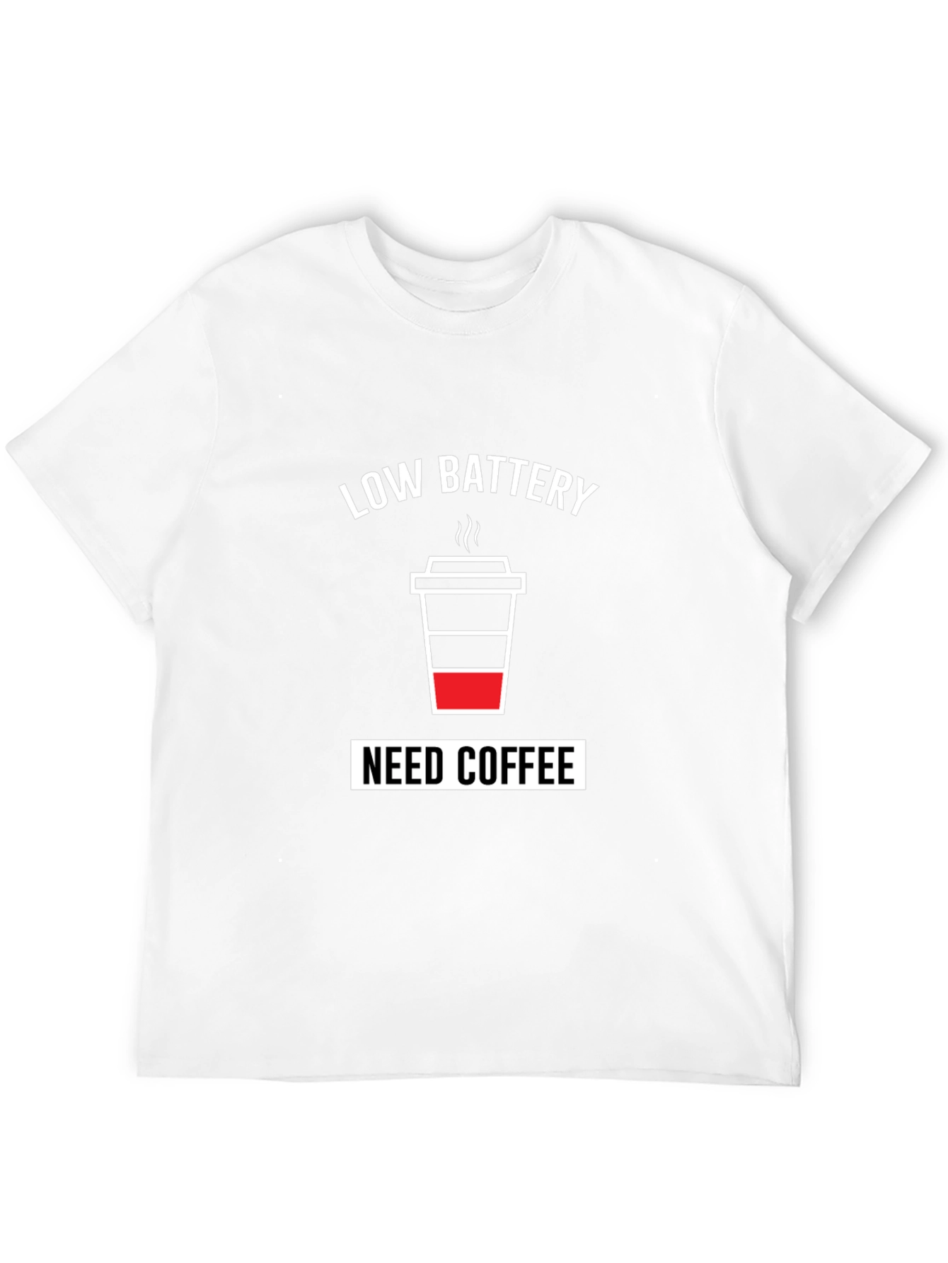 Low Battery Need Coffee Mens Black T-Shirt