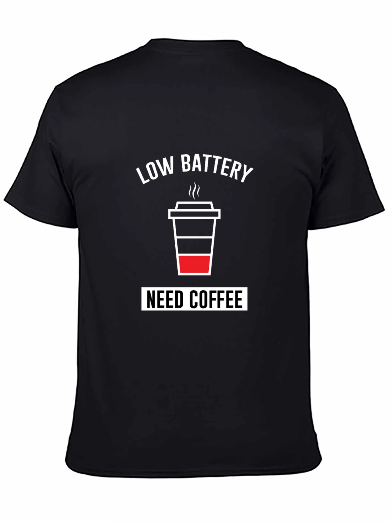 Low Battery Need Coffee Mens Black T-Shirt