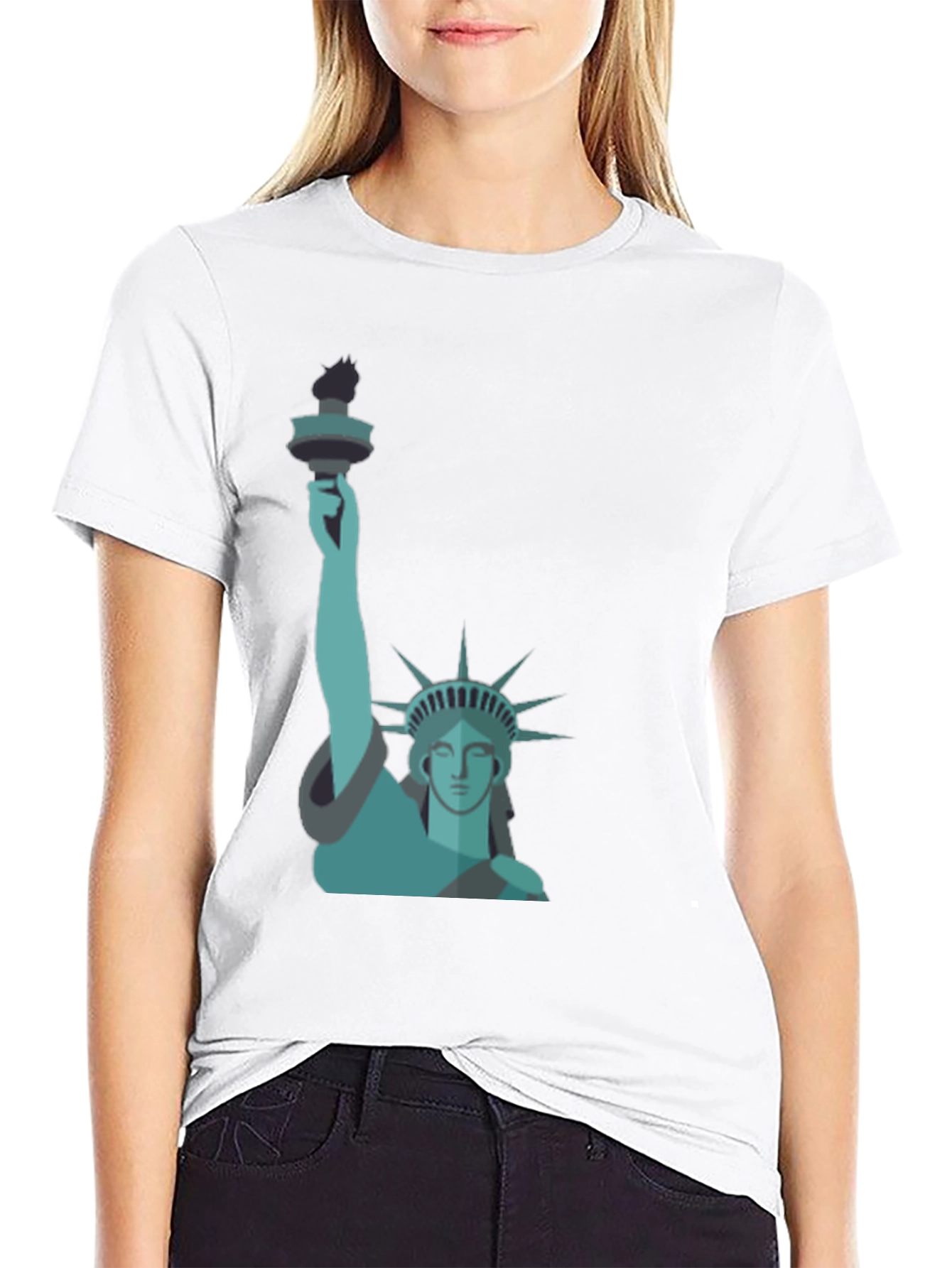 Statue of Liberty Graphic Tee - Black Cotton Blend