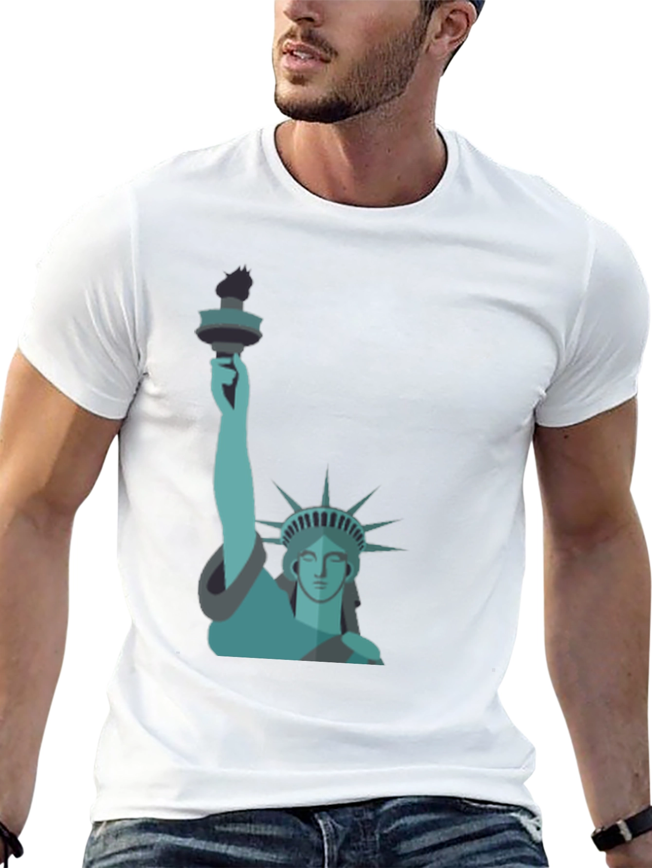 Statue of Liberty Graphic Tee - Black Cotton Blend