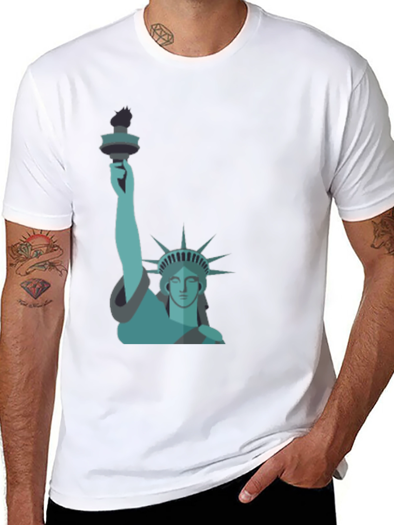 Statue of Liberty Graphic Tee - Black Cotton Blend
