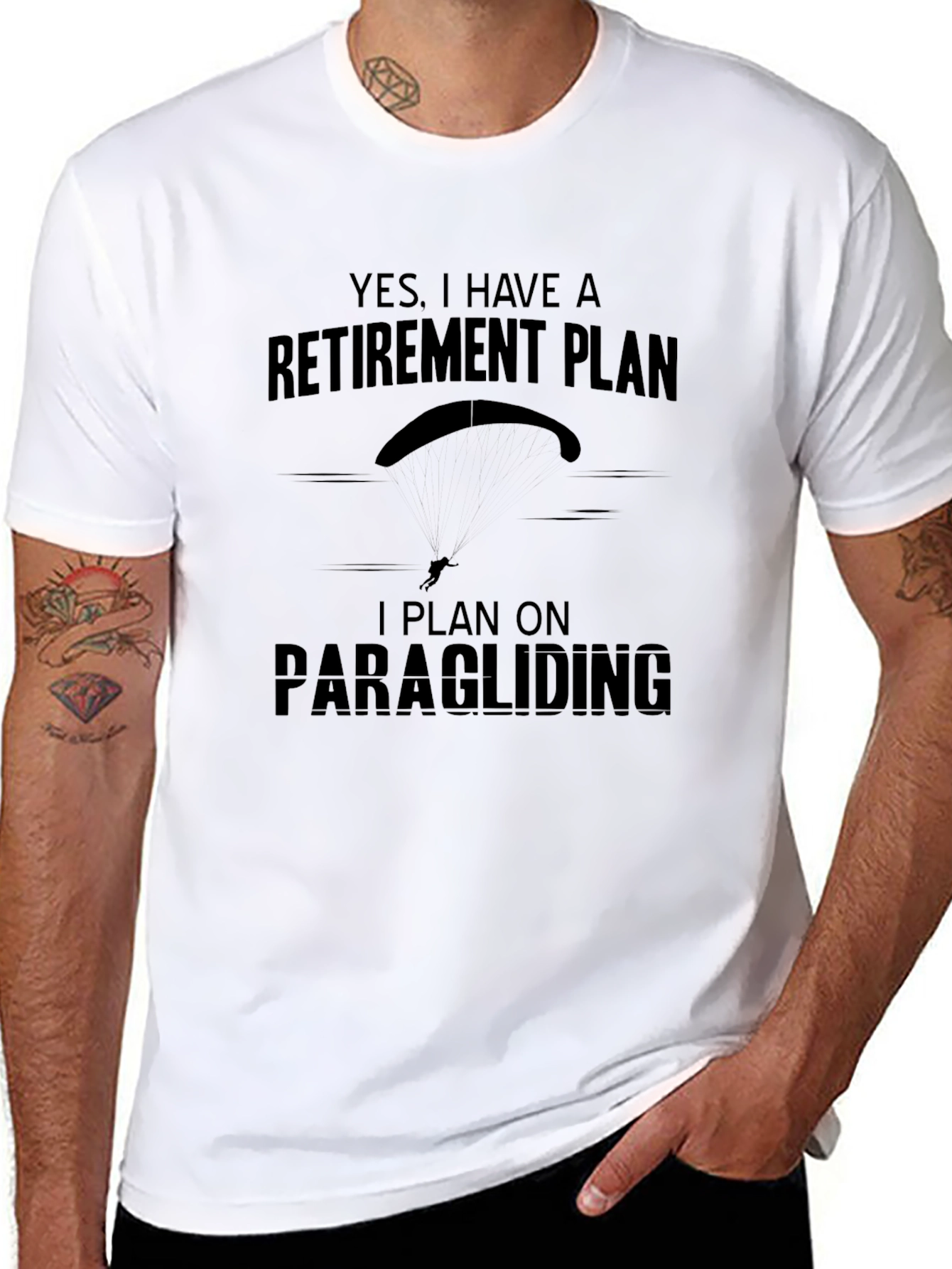 Retirement Plan Paragliding T-Shirt - Black Graphic Tee