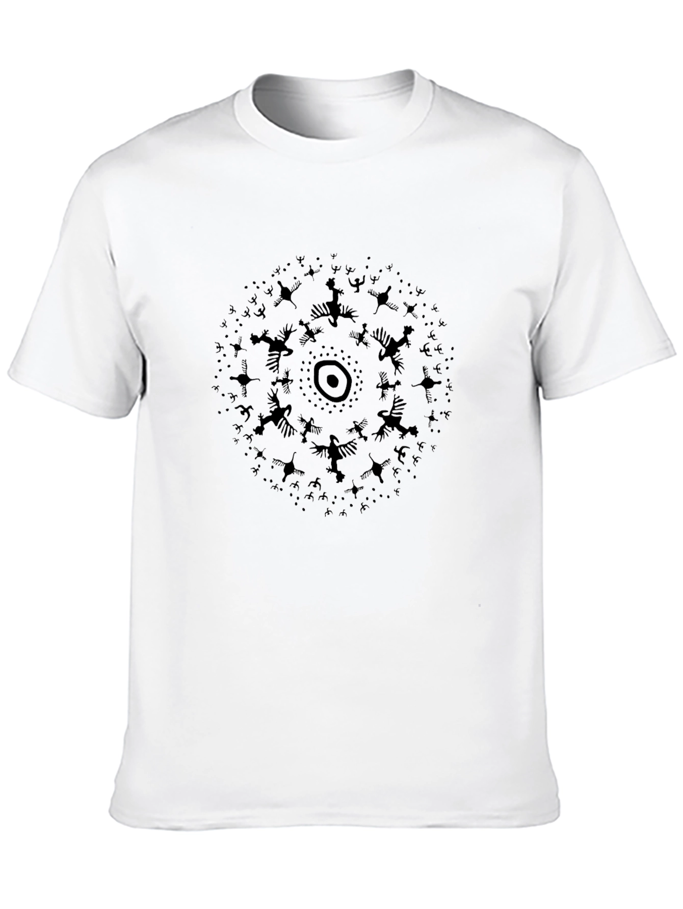 Abstract Bird Circle Black T-Shirt
