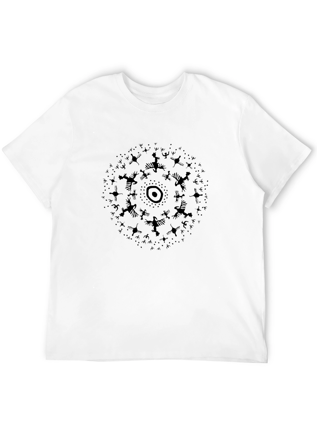 Abstract Bird Circle Black T-Shirt