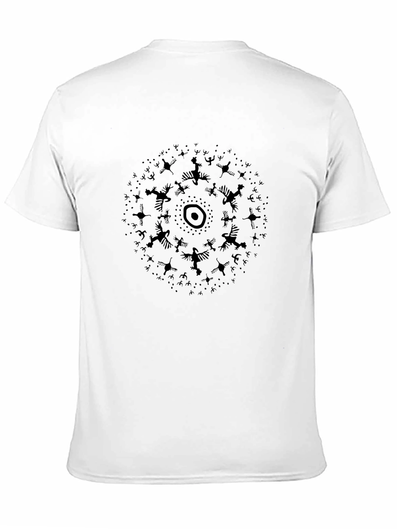 Abstract Bird Circle Black T-Shirt