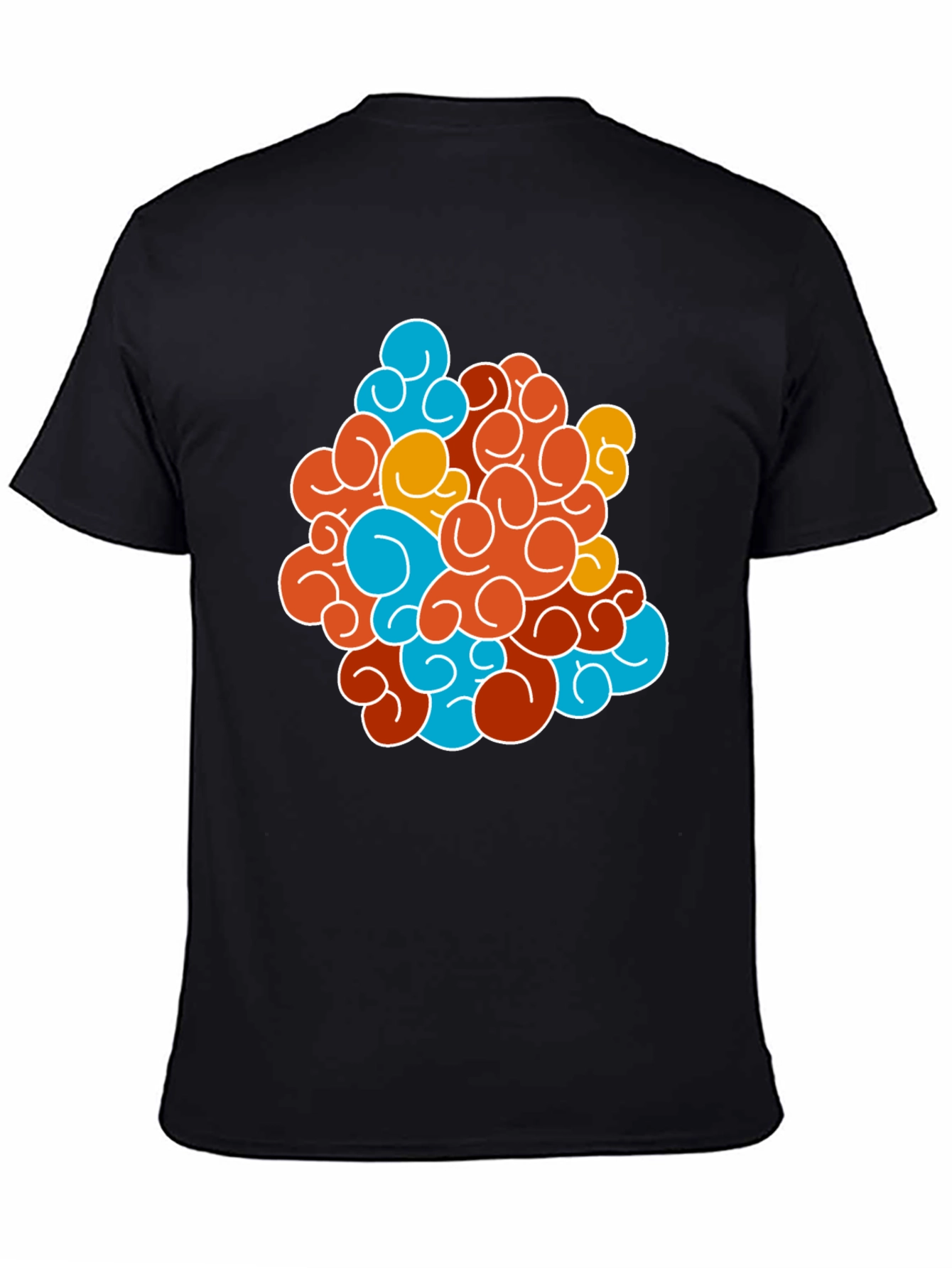Funky Swirl Design Black T-Shirt