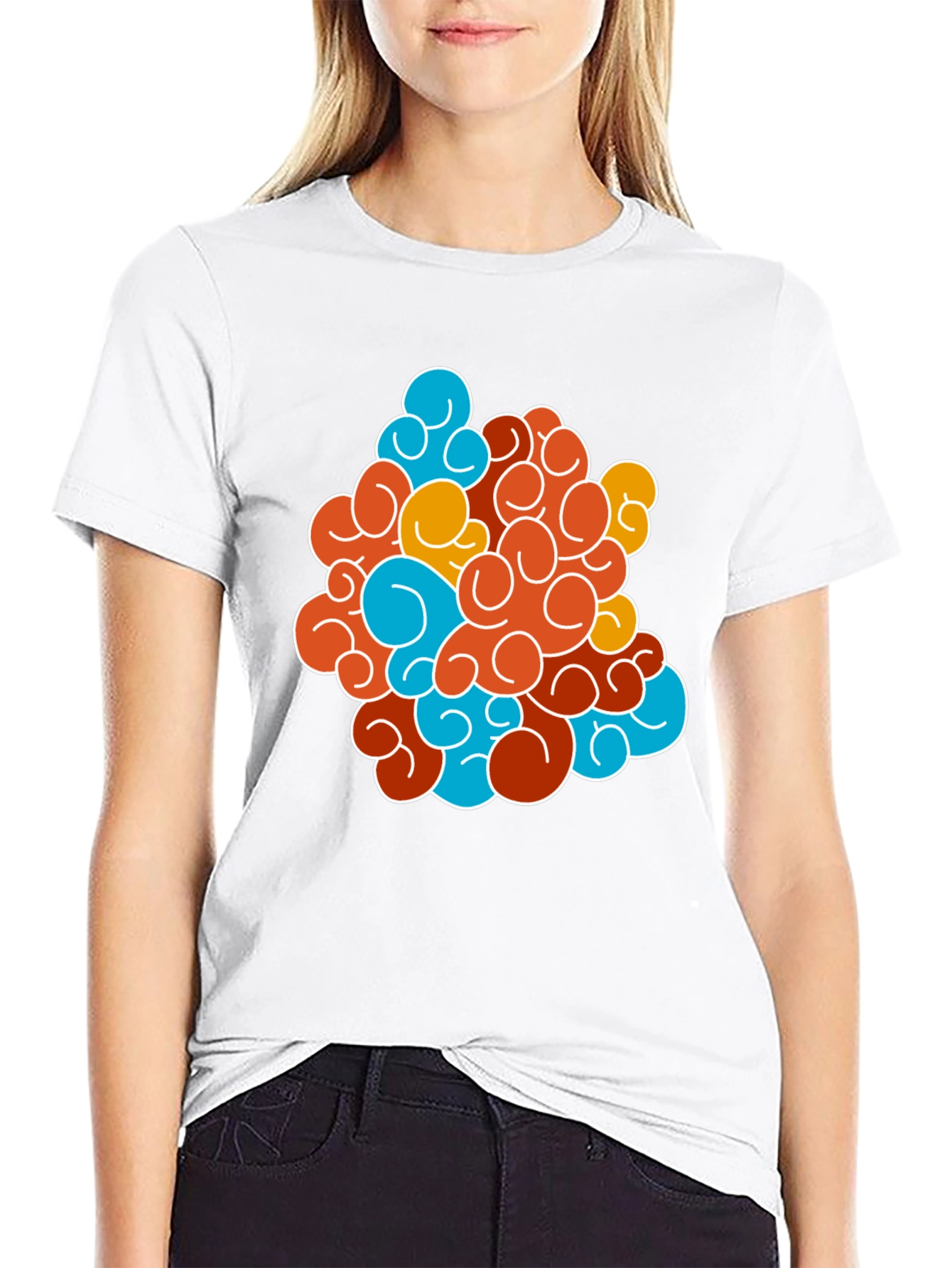 Funky Swirl Design Black T-Shirt