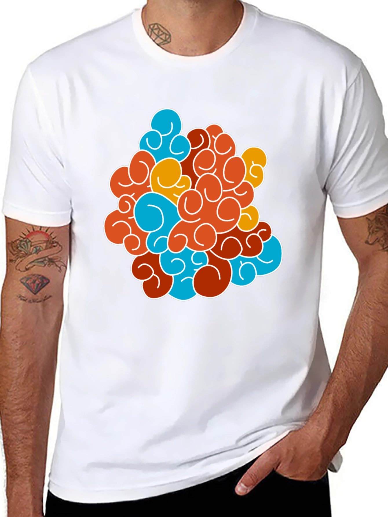 Funky Swirl Design Black T-Shirt