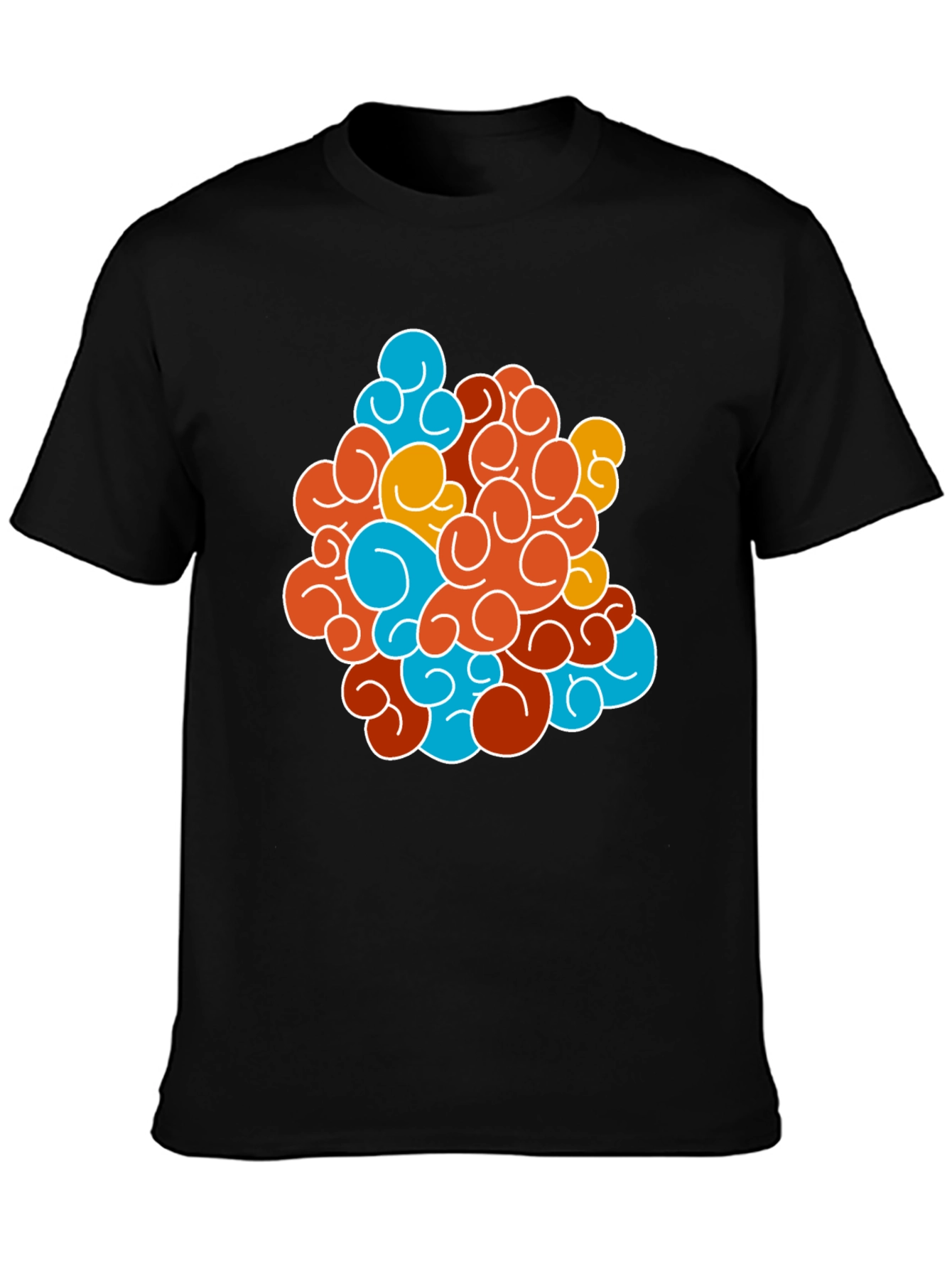 Funky Swirl Design Black T-Shirt
